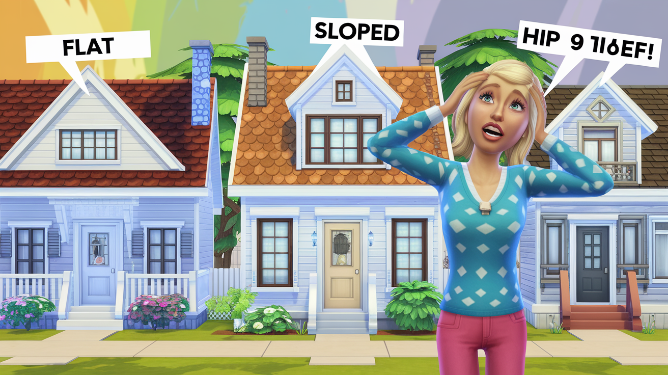Sim devant choix toits modernes cartoon Les Sims 4
