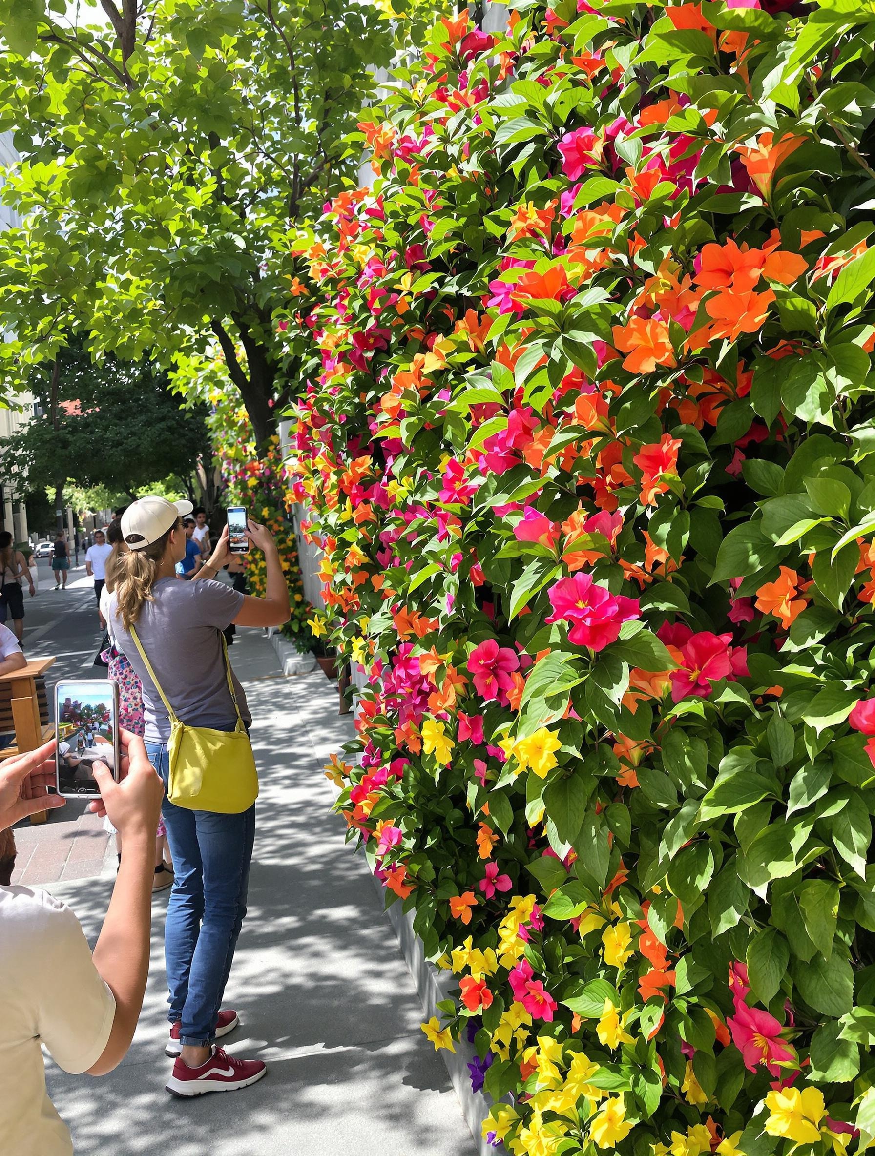 Impatiens Nouvelle-Guinée star urbain et smartphone en main