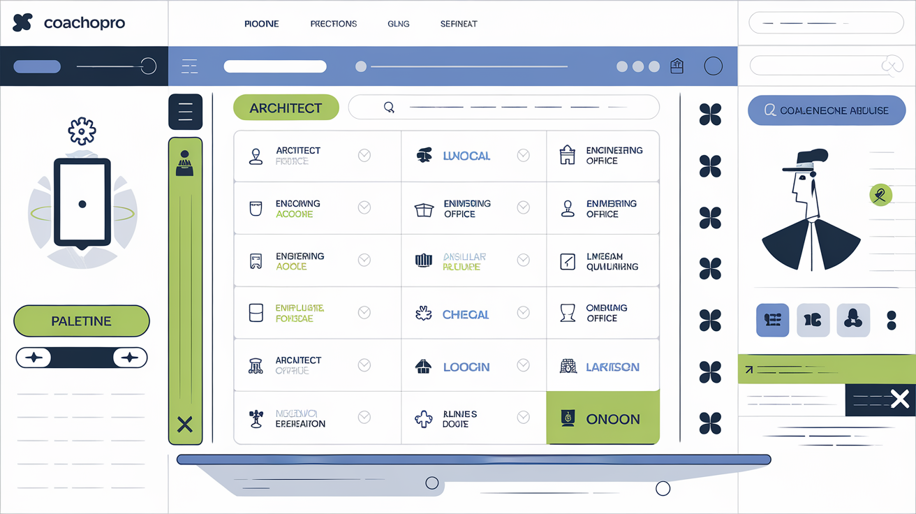 Annuaire de professionnels sur CoachCopro : liste métiers avec logos qualifications.