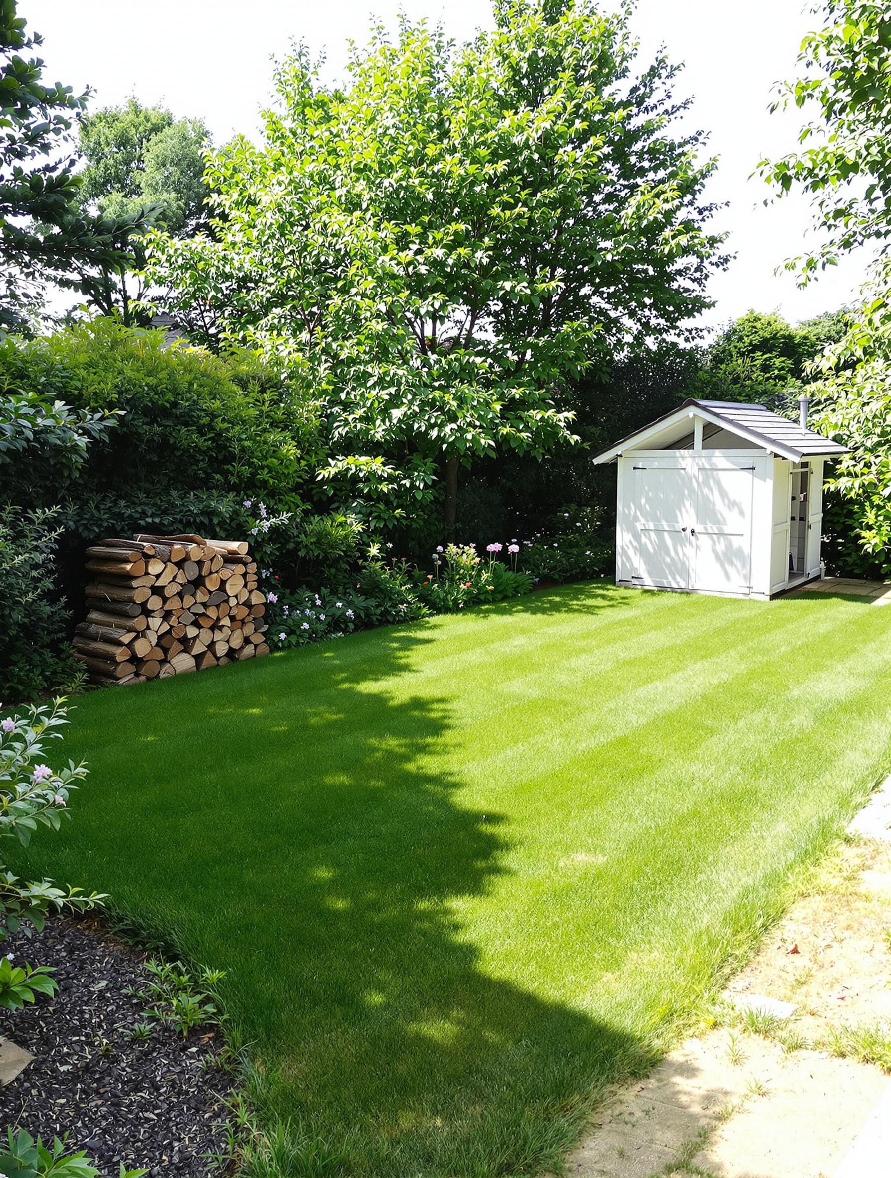 Jardin entretenu sans abri potentiel à fouine