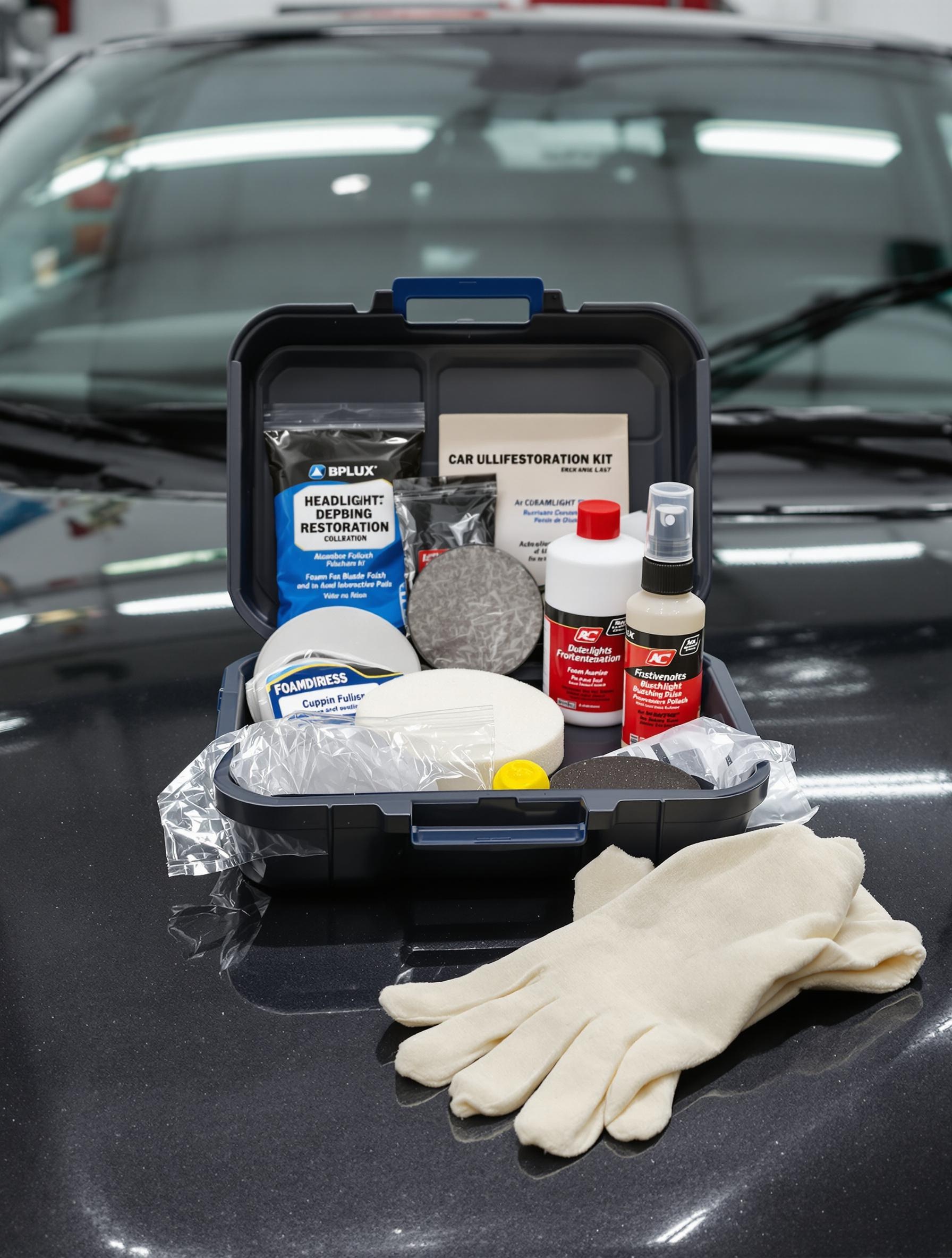 Composants d’un kit rénovation phares voiture