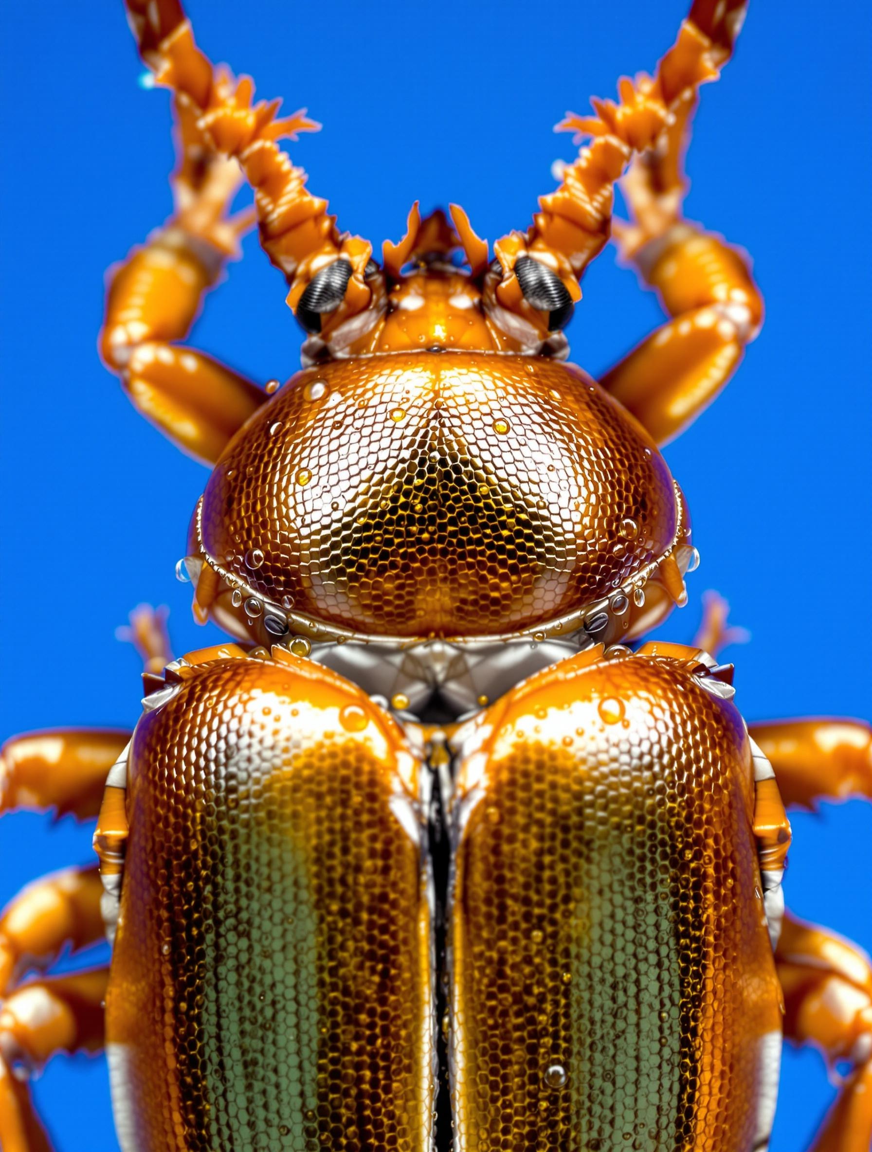 Photo macro de Dytiscus marginalis avec élitres luisants et pattes rameuses