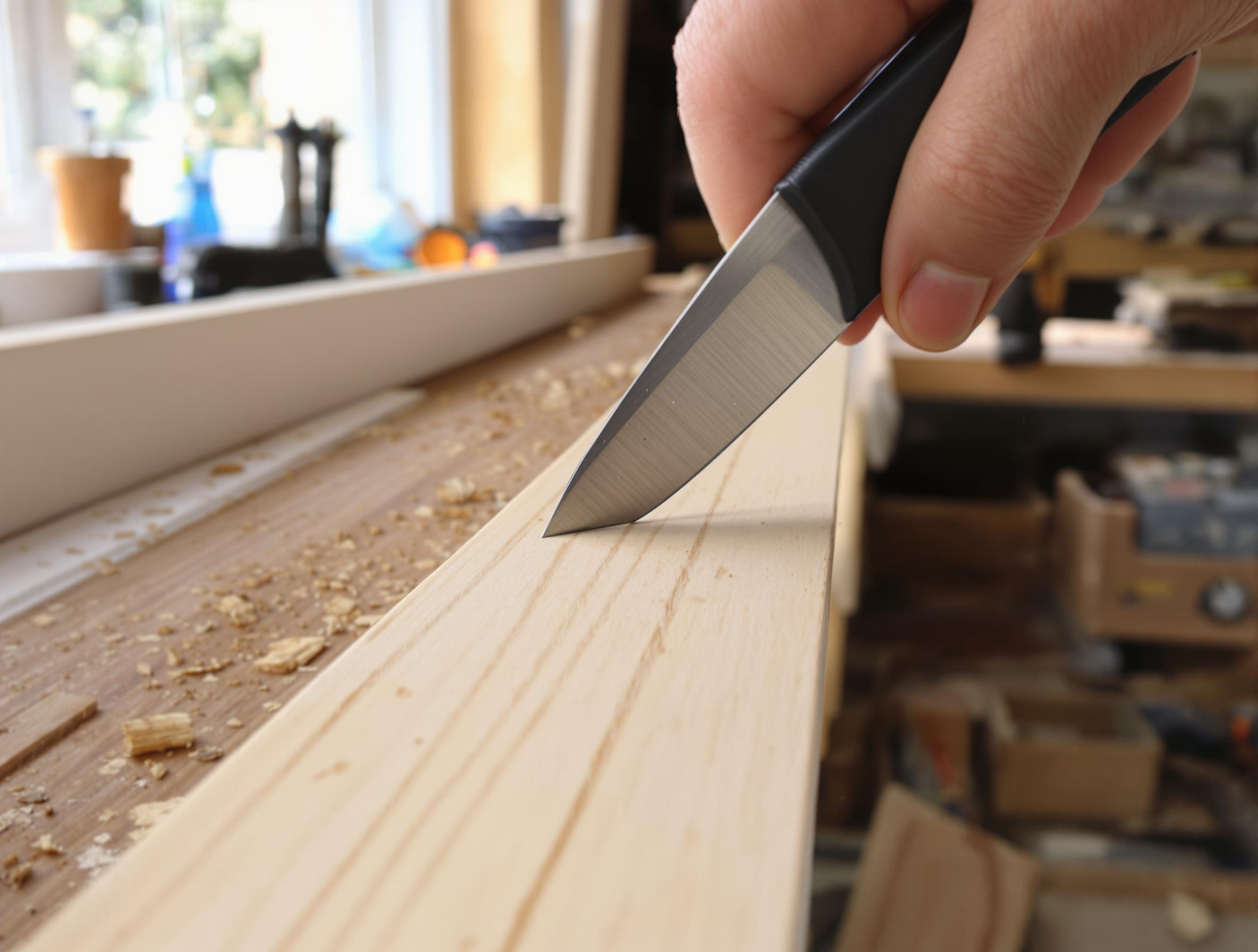 Main traçant au cutter avant coupe de plinthe