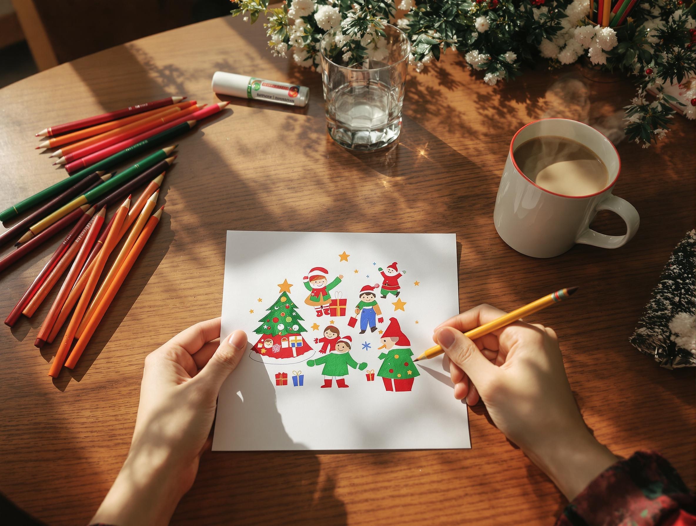 Carte de vœux de Noël dessinée à la main