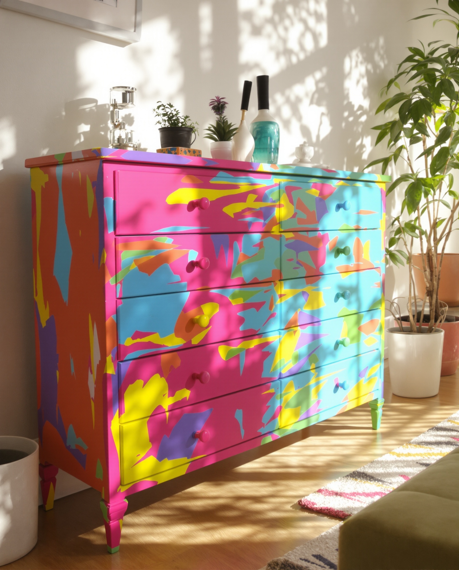 meuble relooké DIY amateur résultat imparfait mais stylé ambiance moderne