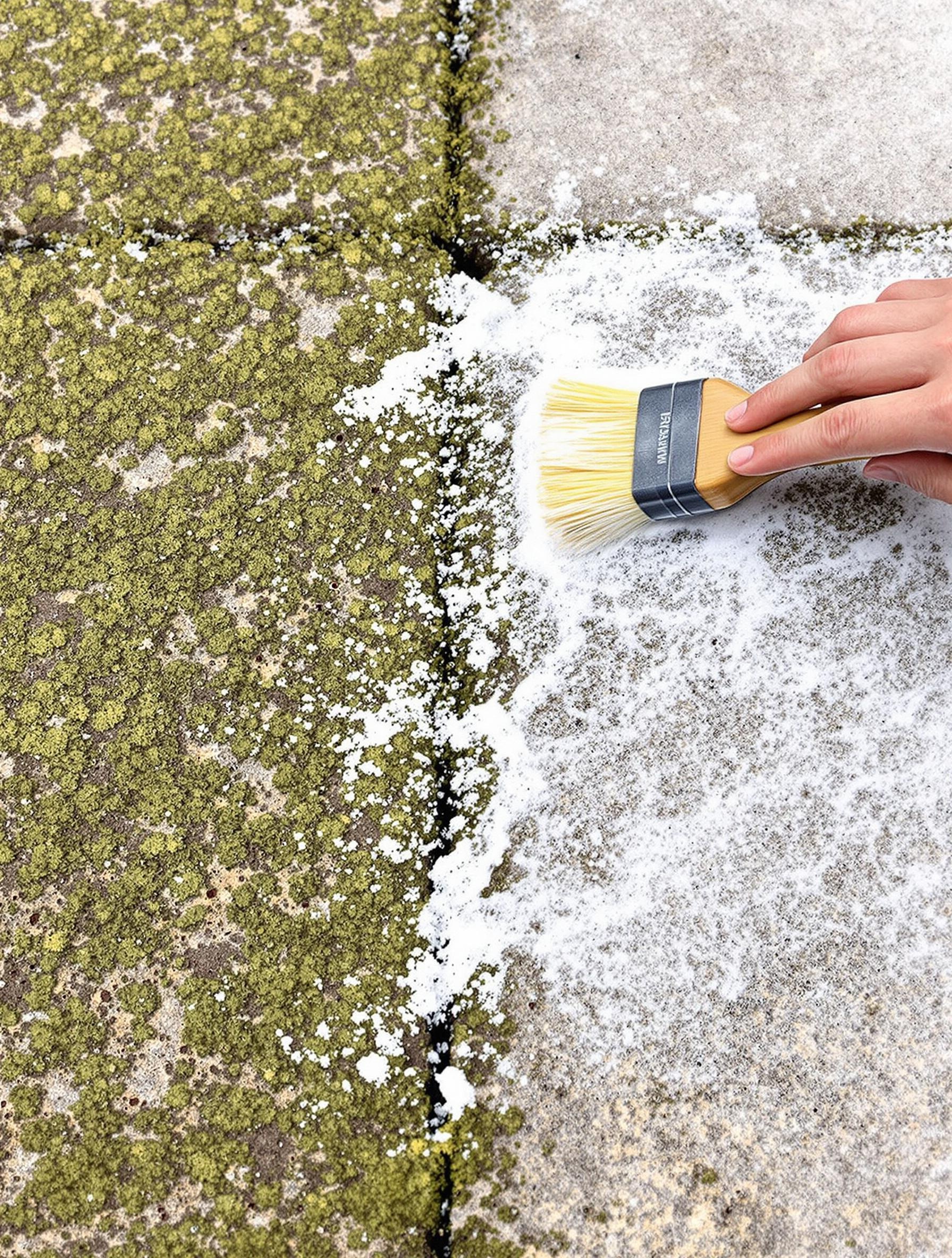 Élimination mousse et algues béton désactivé vinaigre bicarbonate