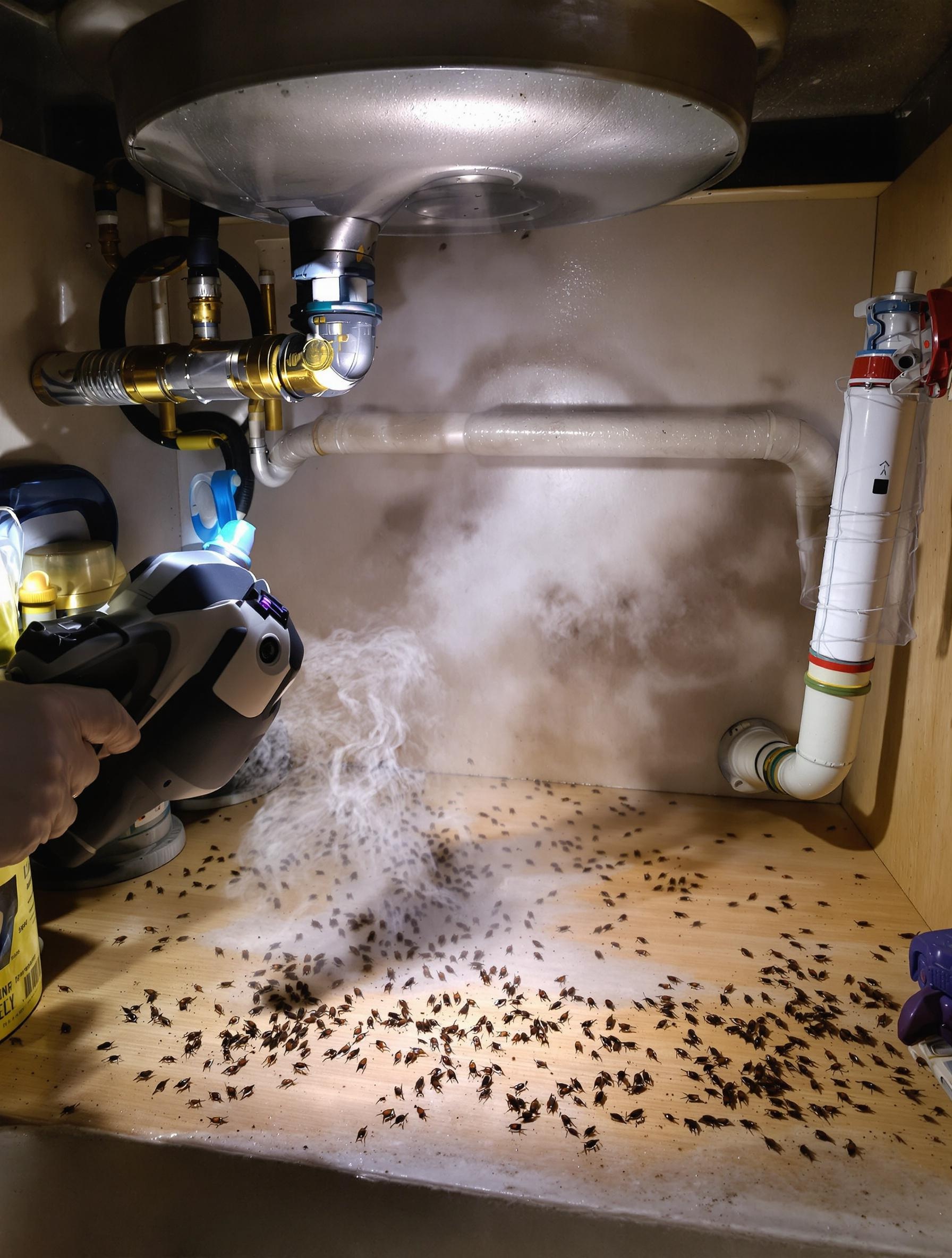 Désinfection d'une zone infestée par des mouches à l'aide d'un nettoyeur vapeur