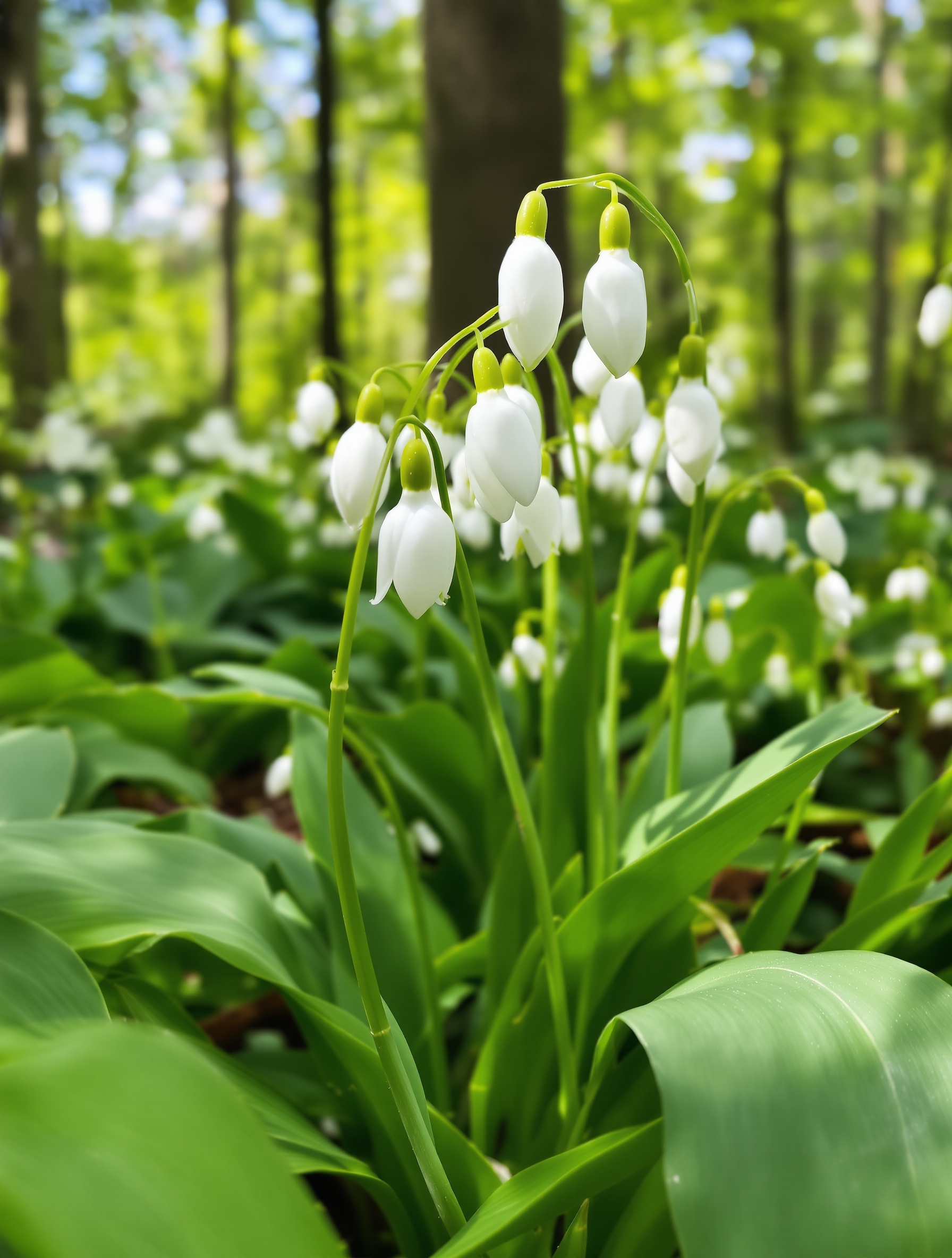 Nivéole printanière chic clochette blanche sous-bois