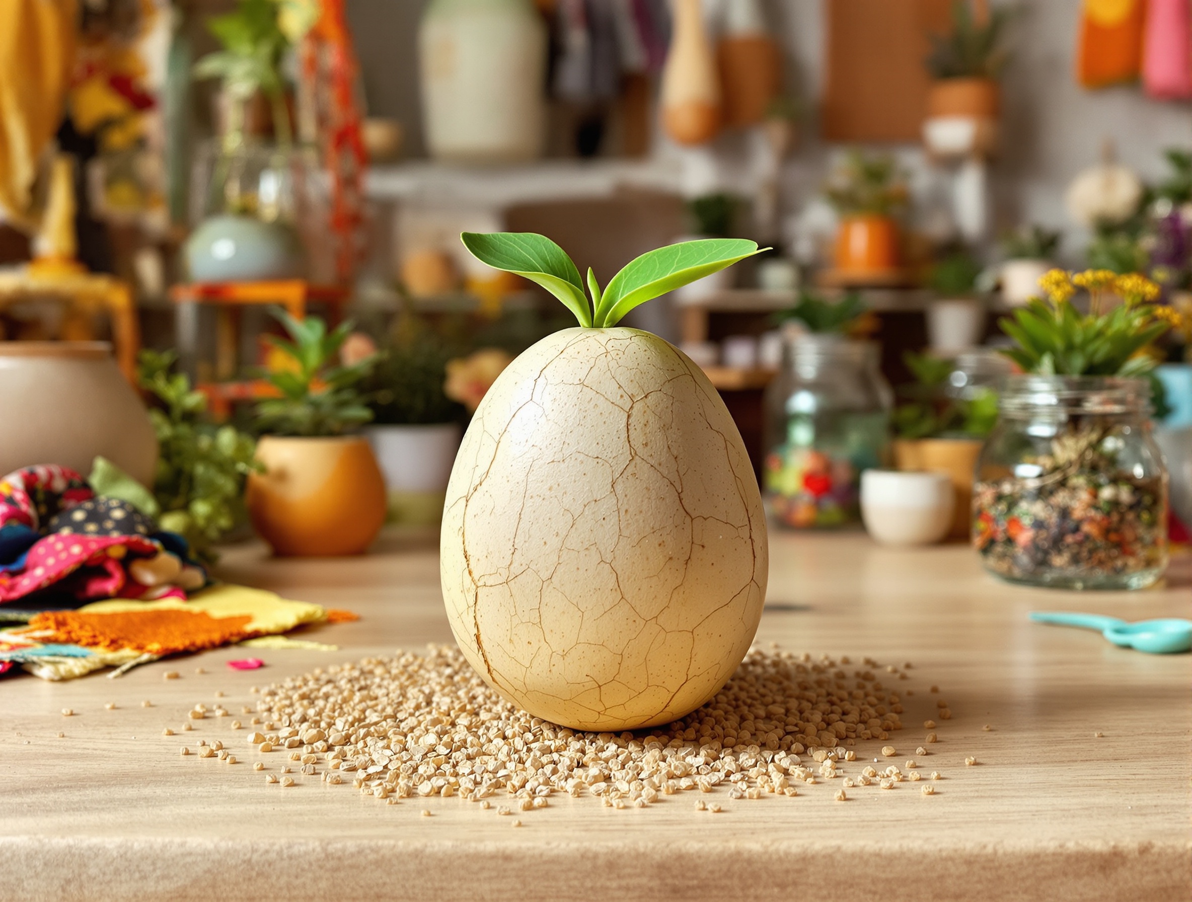 Noyau de mangue prêt à germer dans un intérieur déco DIY