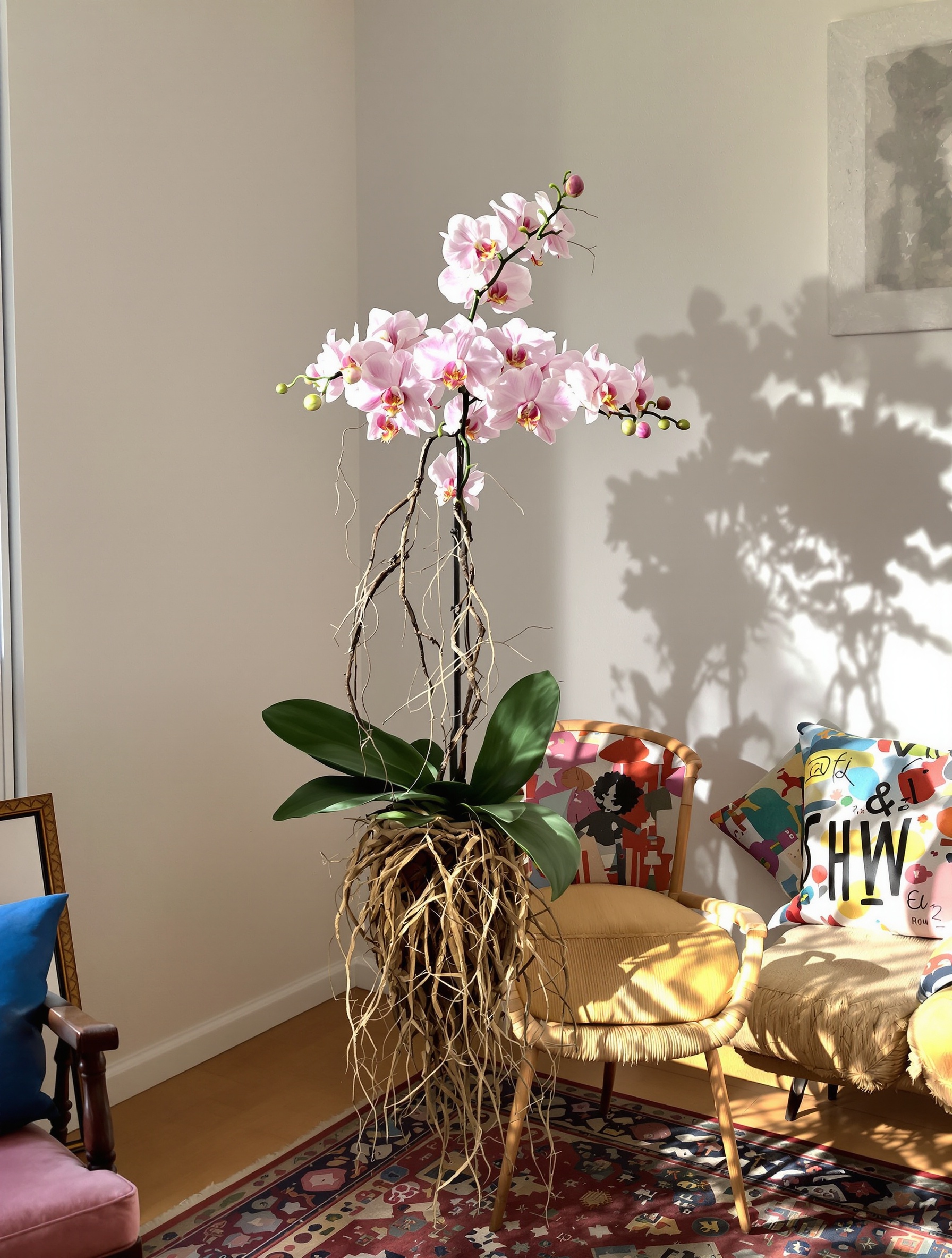 Phalaenopsis dans décor bohème dépareillé