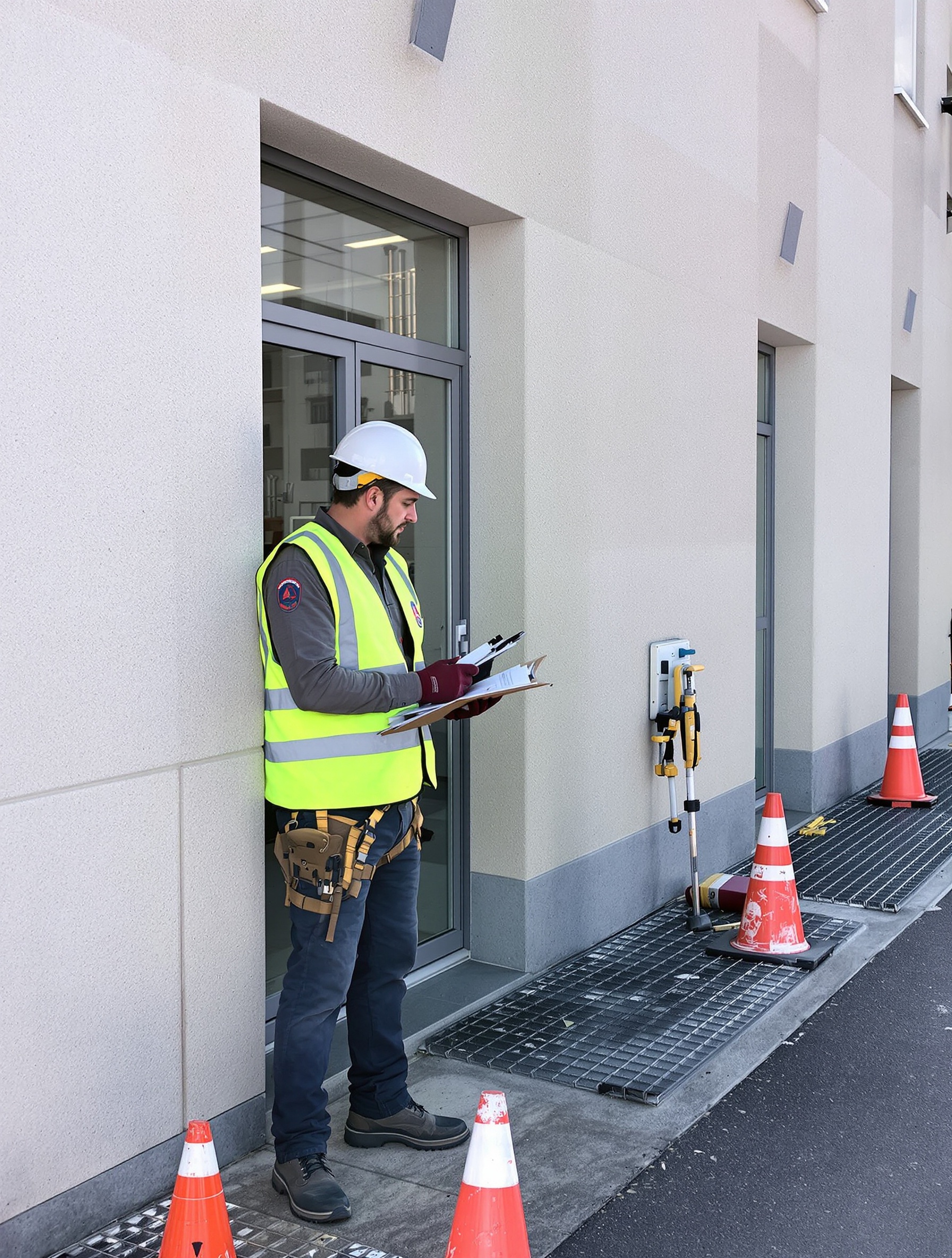 Préparation chantier monte-tuiles façade dégagée