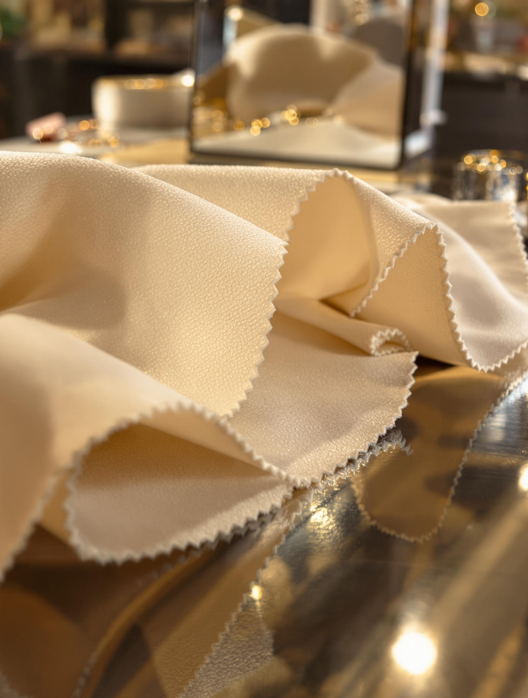 Peau de chamois sur un comptoir, prête pour polir des bijoux en or.