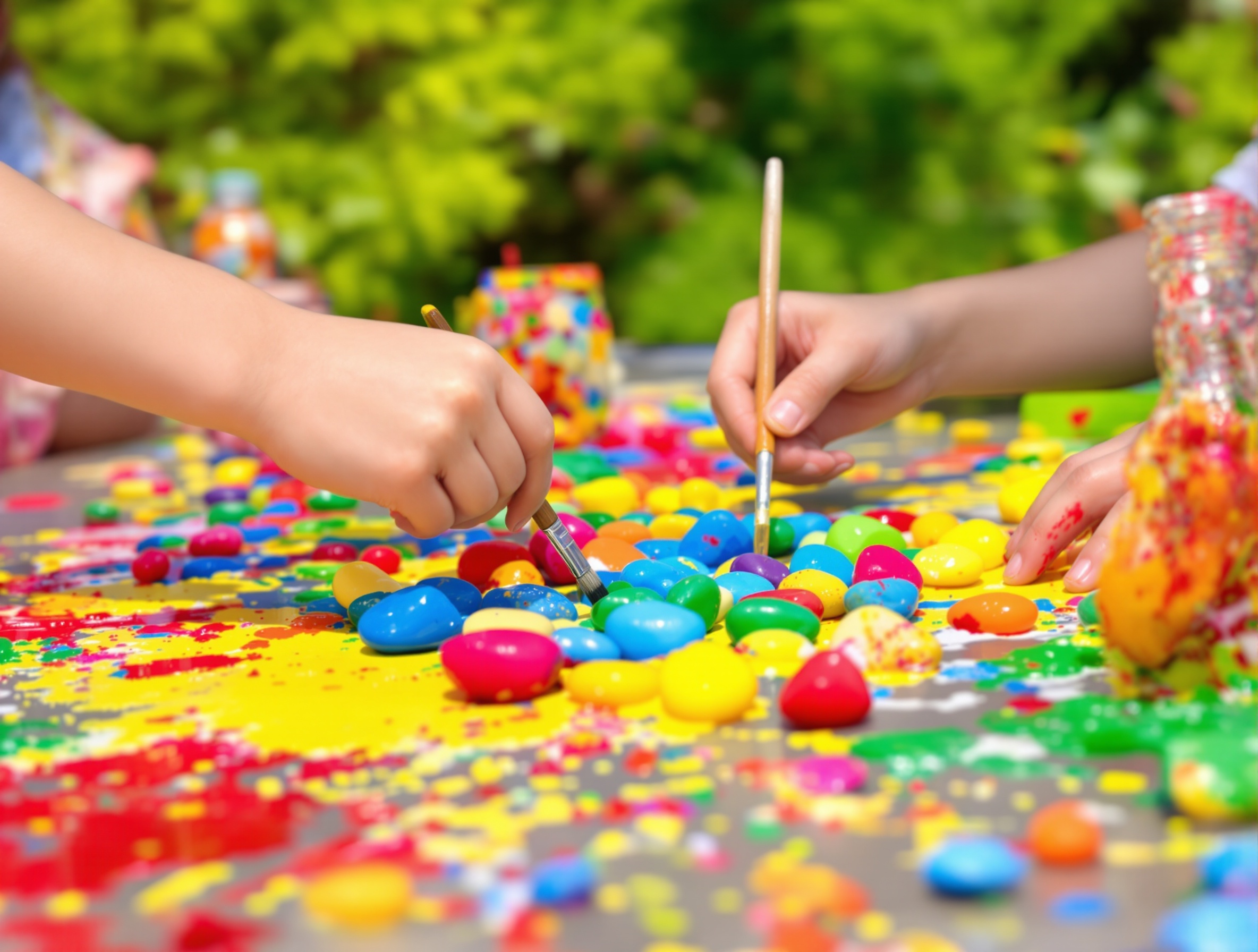 galets peints enfant activité extérieure presse papier DIY