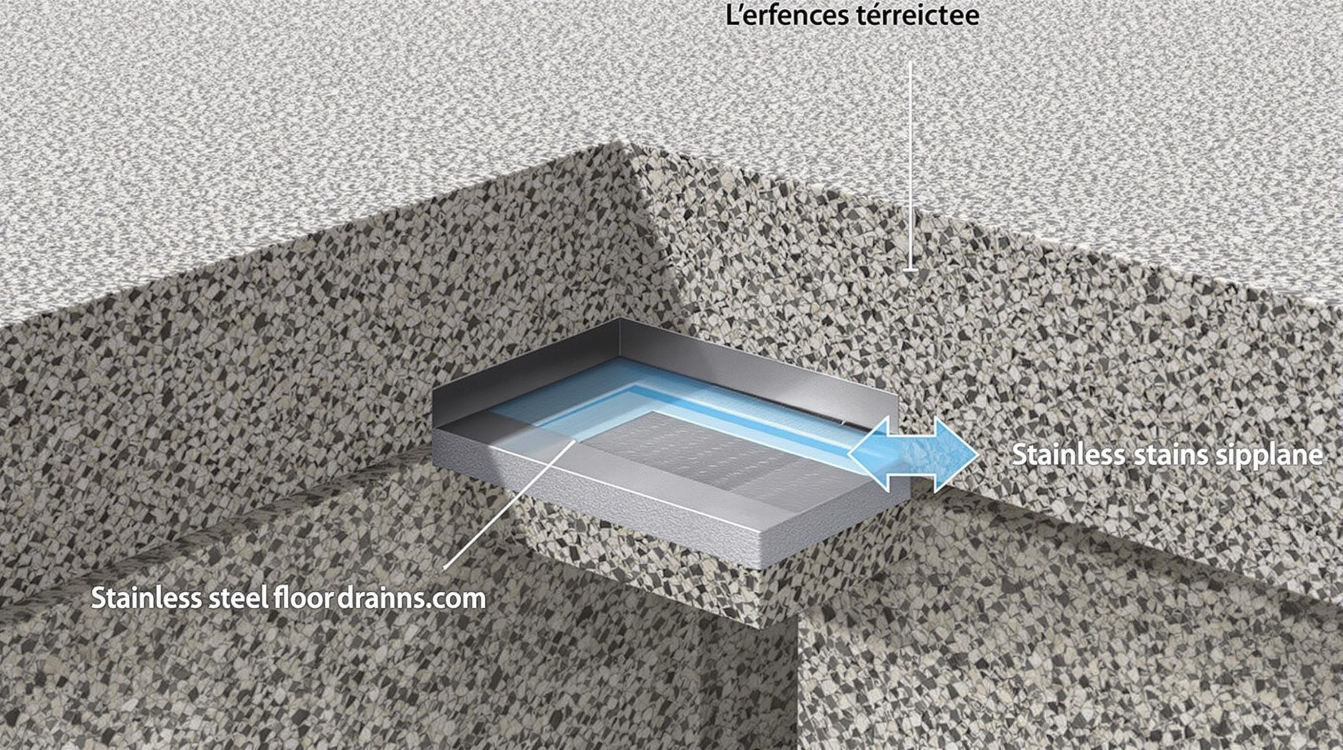 Pente terrasse béton désactivé siphon sol inox drainage efficace