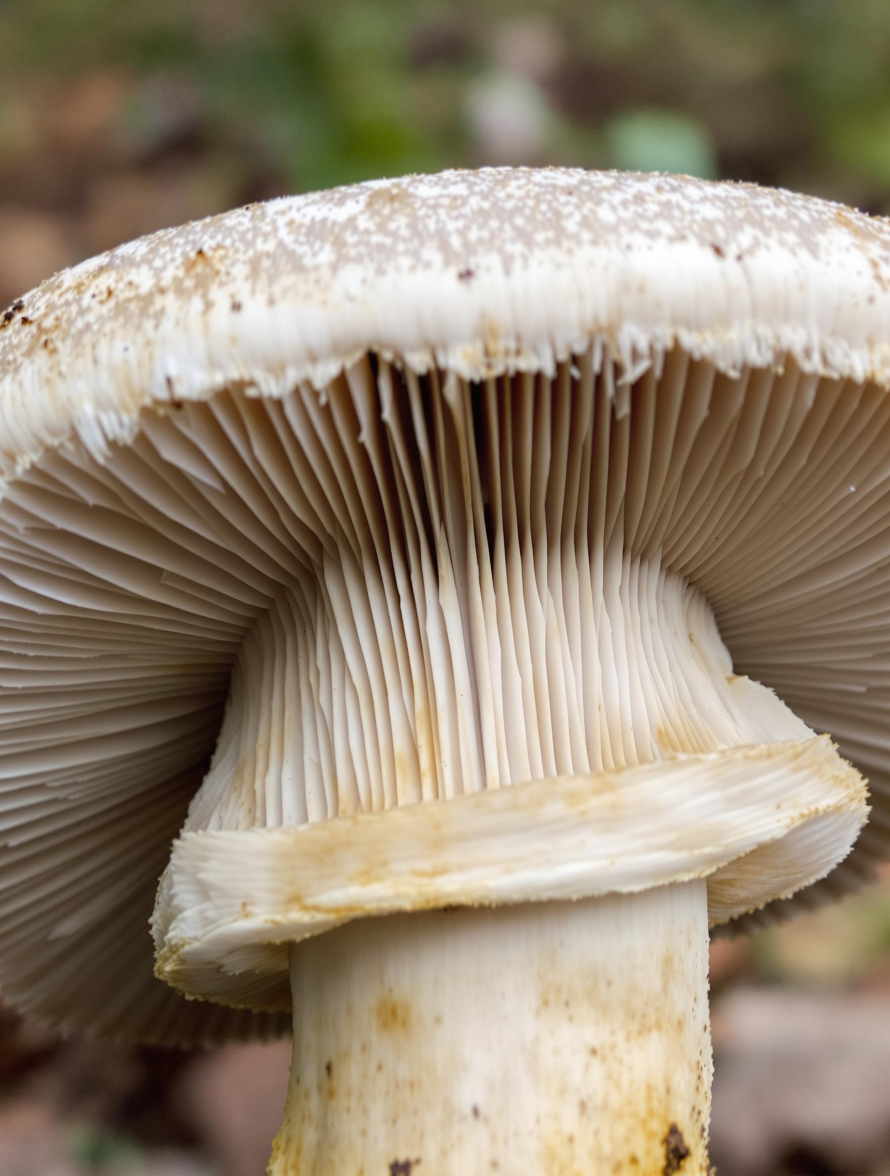 Plan rapproché Agaricus xanthodermus morphologie