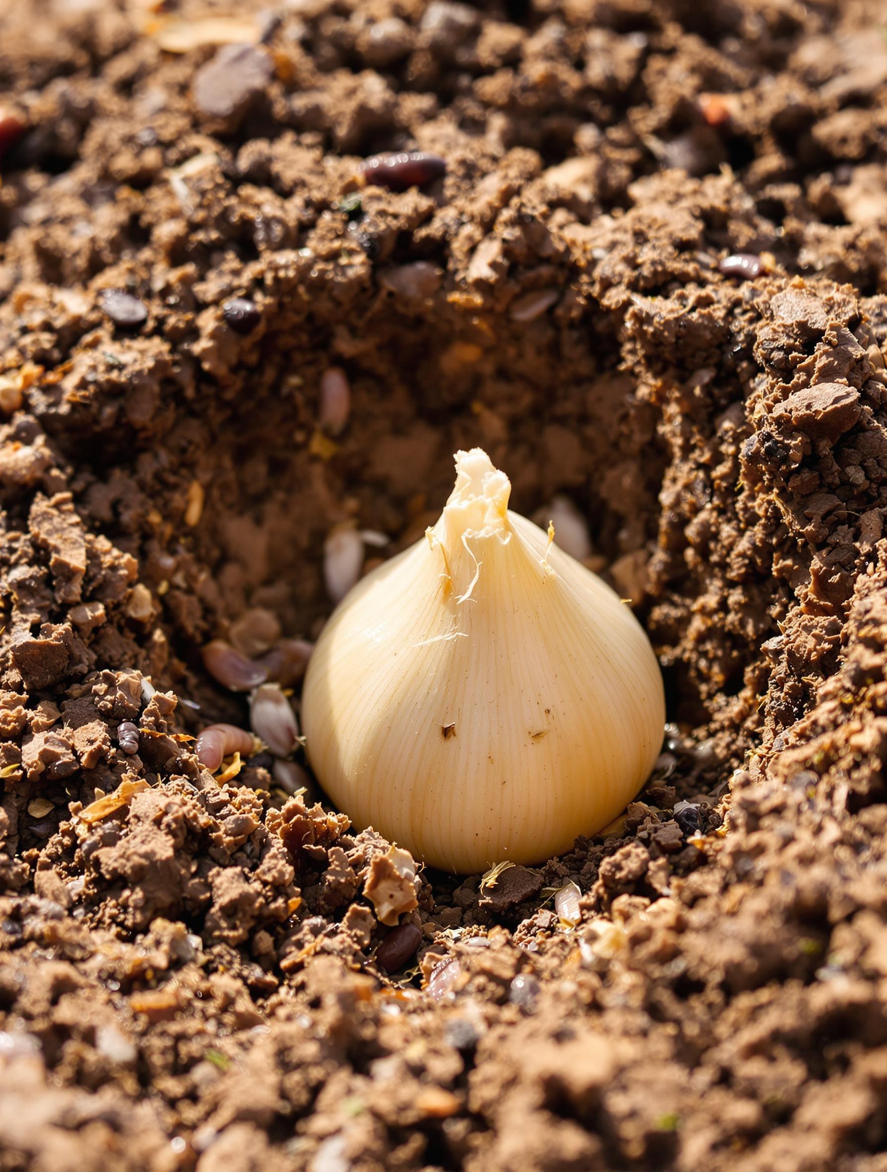 Plantation d'un caïeu de Messidrome dans un sol grumeleux en automne