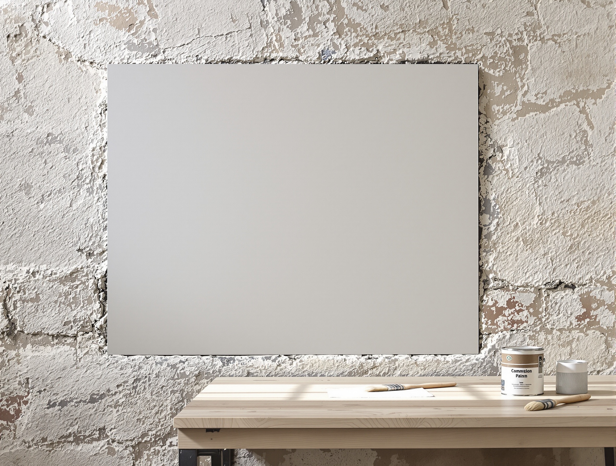 Plaque de fibrociment intacte mur ancien pinceau peinture encapsulage