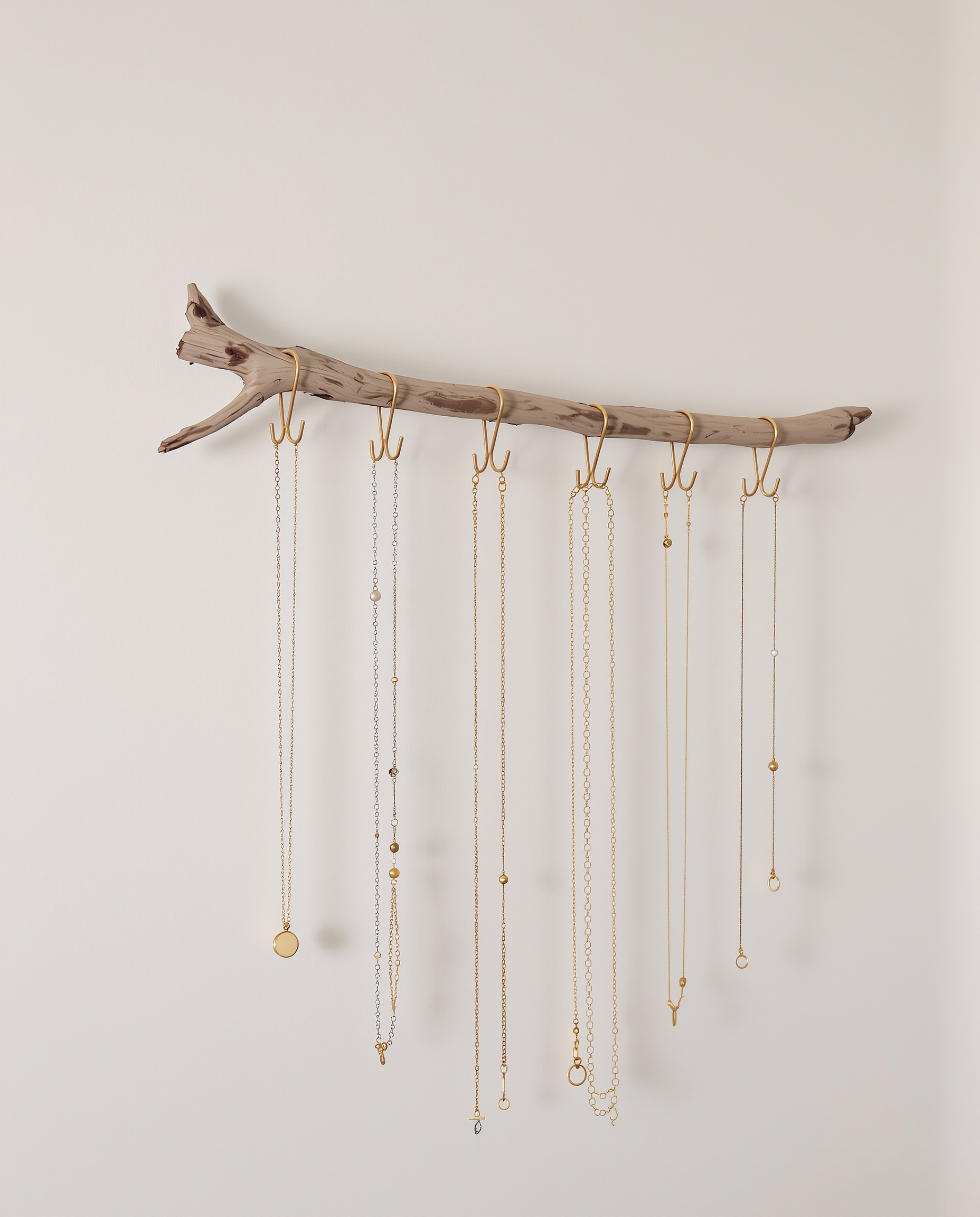 Porte-bijoux mural branche crochets salle de bain zen DIY
