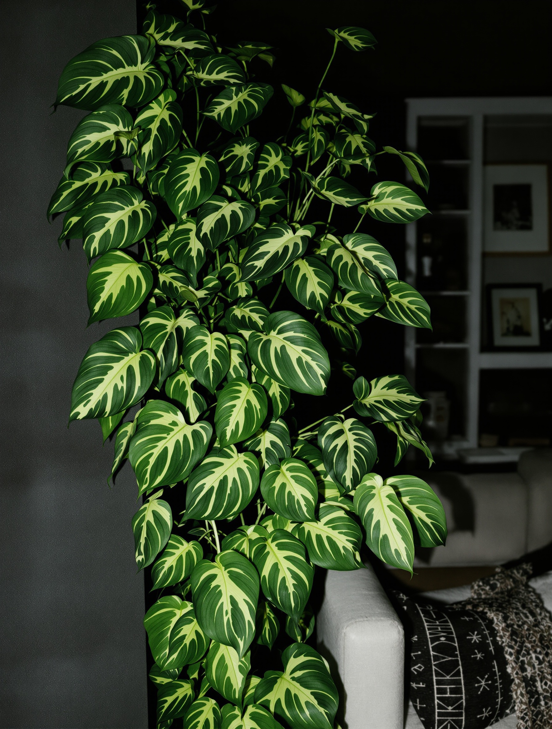 Pothos Epipremnum aureum liane tropicale dans salon moderne