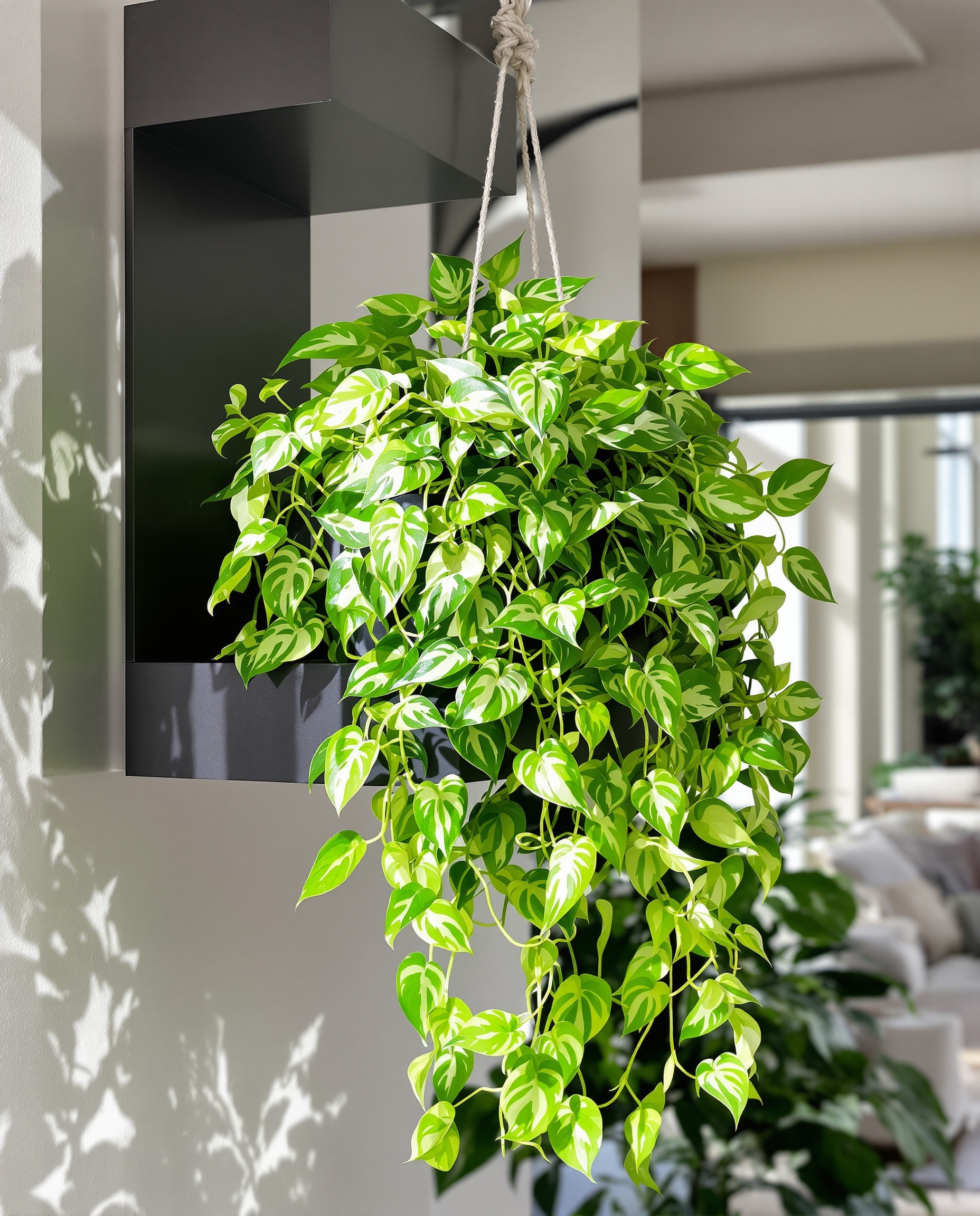 Ambiance intérieure moderne pothos jungle urbaine anthracite