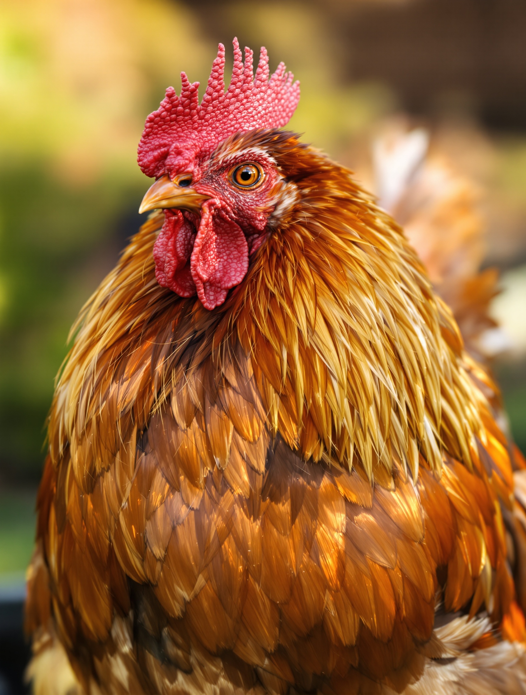 Poule Gauloise dorée avec des reflets cuivrés