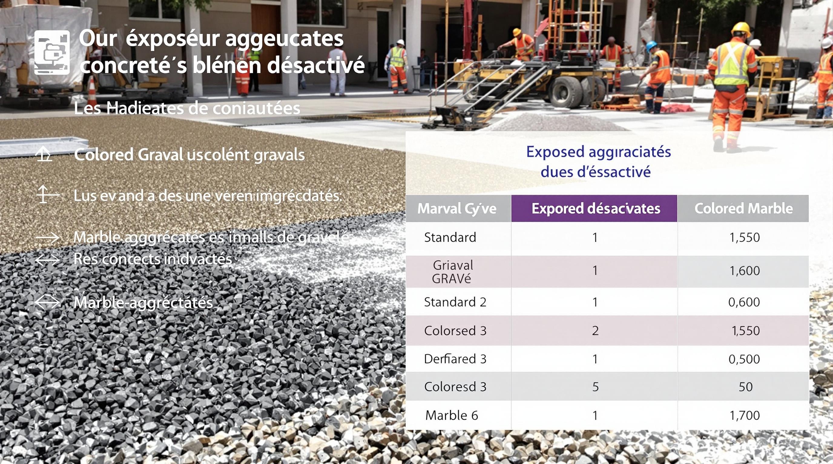 tableau prix béton désactivé selon gravier