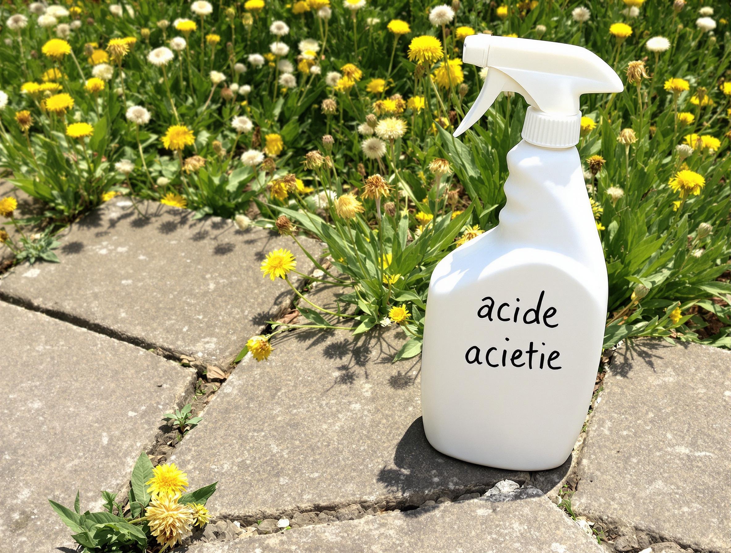Pulvérisateur maison avec vinaigre et acide acétique pour terrasse
