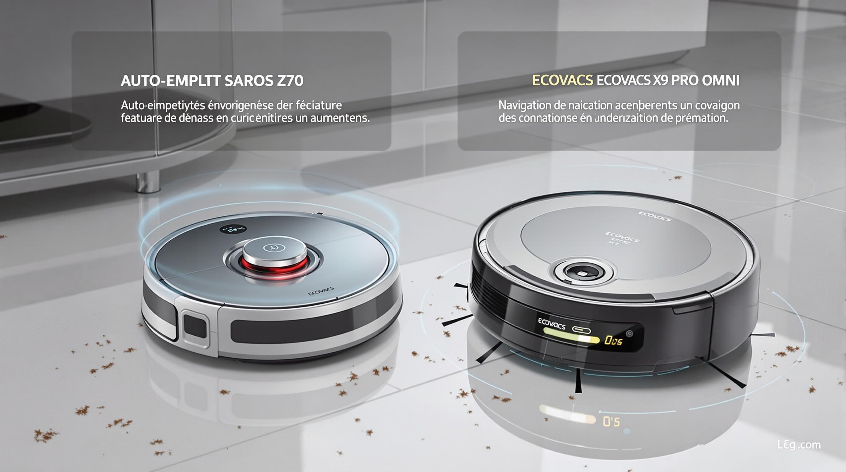 Roborock Saros Z70 et ECOVACS X9 Pro Omni navigation poils chien