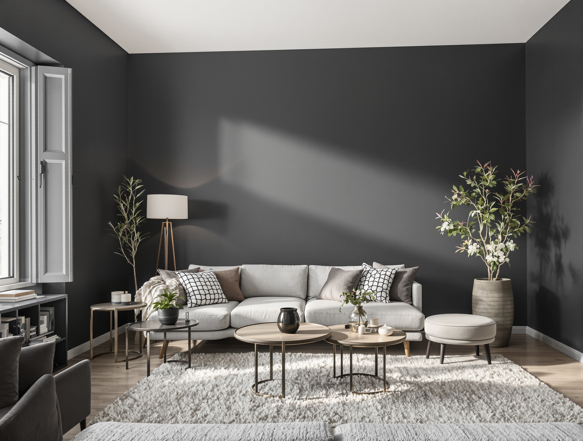 salon chic mur anthracite mat poudré sans reflets