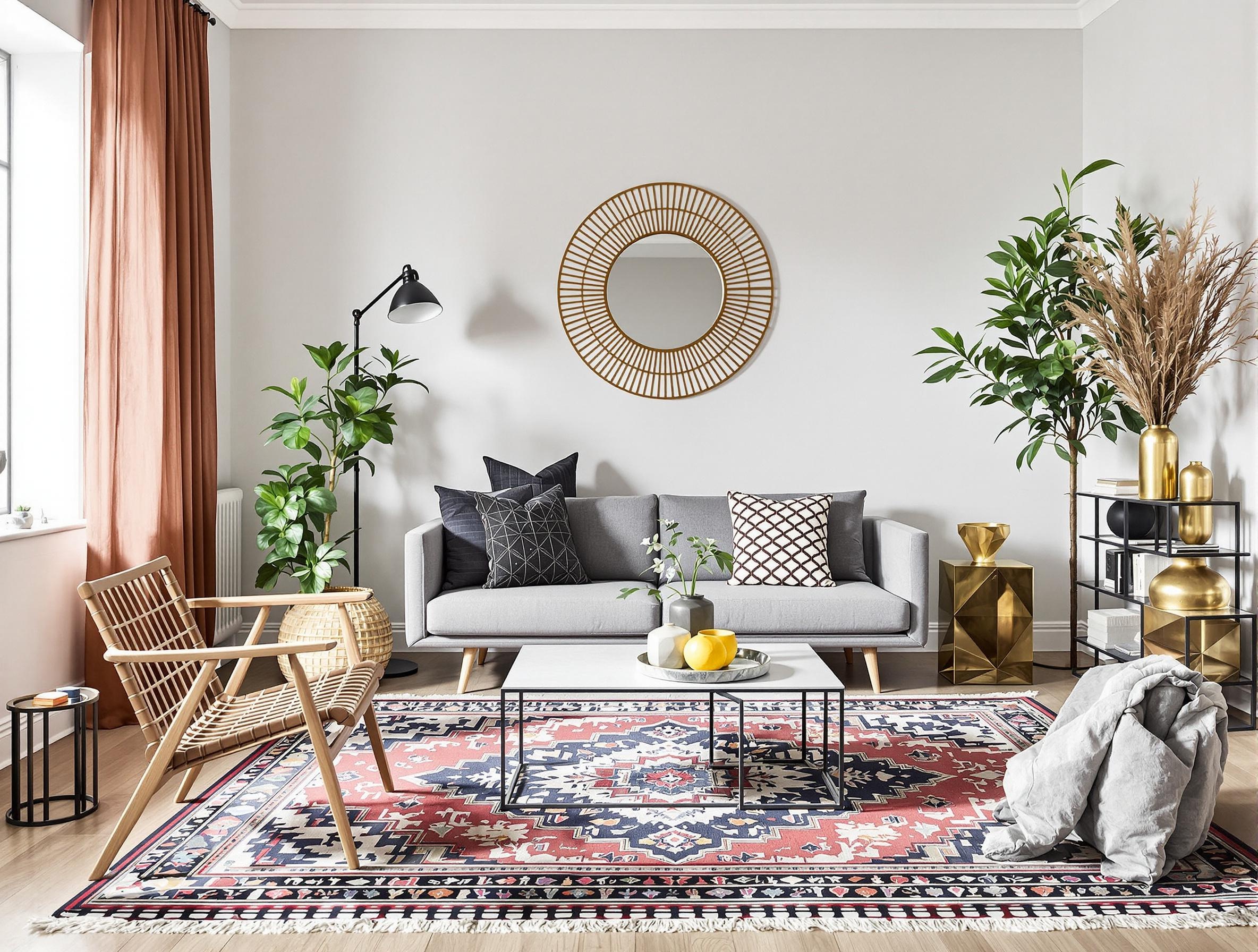 Un salon éclectique illustrant l’adaptabilité du gris à différents styles