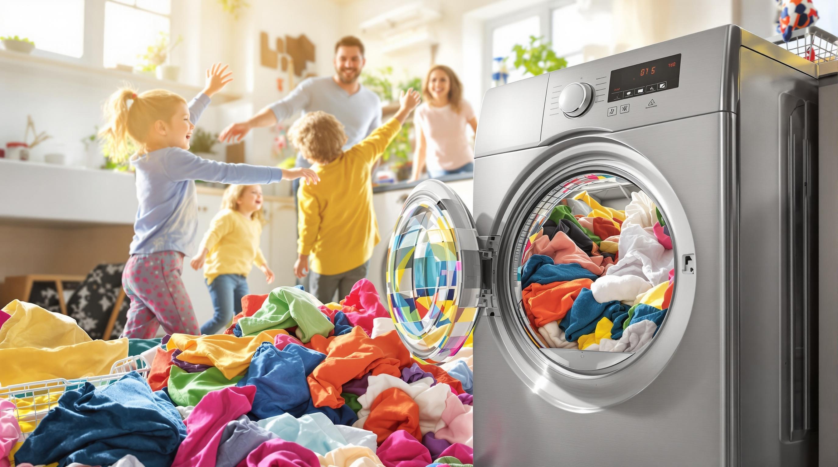 Sèche-linge à pompe à chaleur grande capacité pour une famille nombreuse.