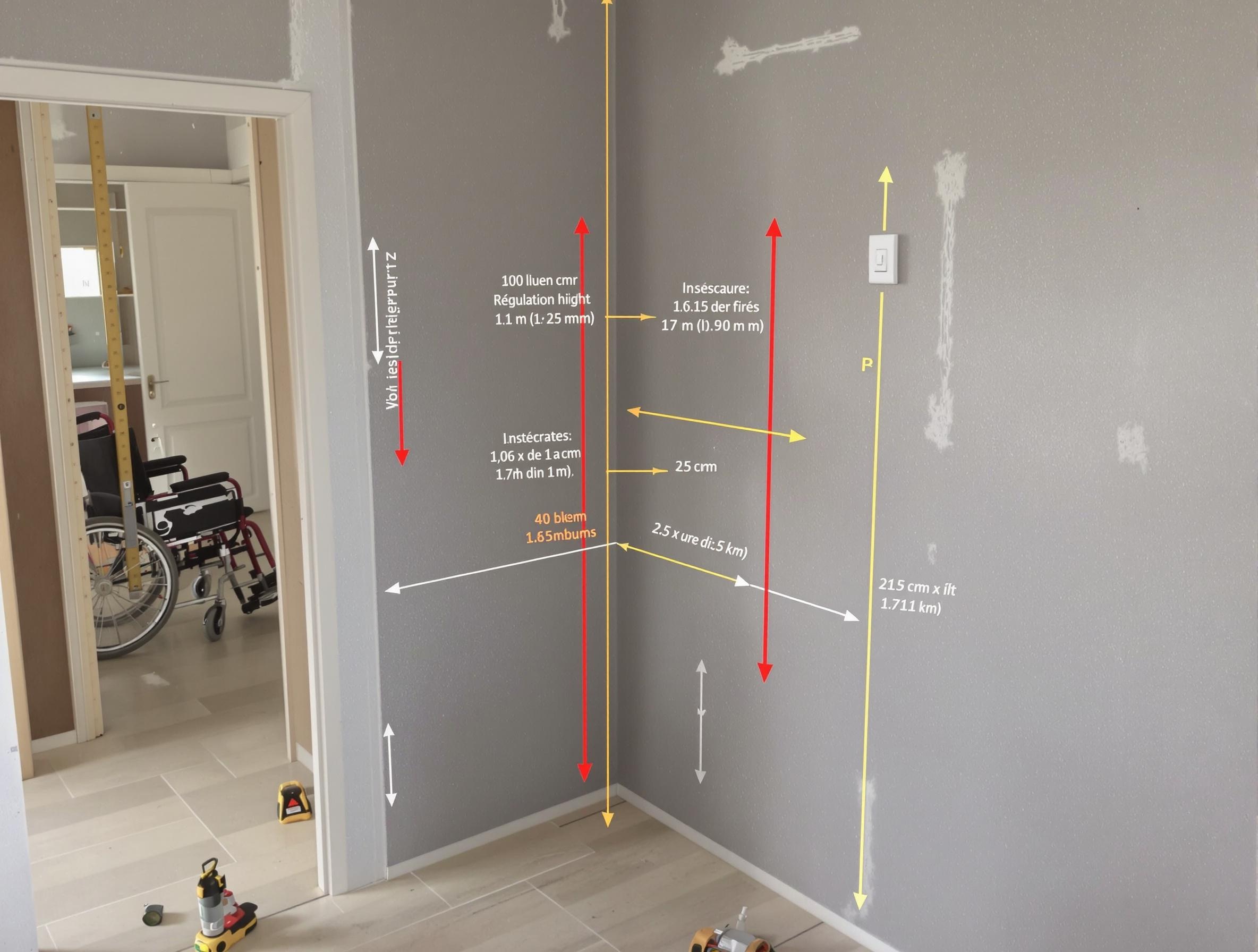 Interrupteur mural conforme PMR accessible à tous sécurité enfant distance porte angle