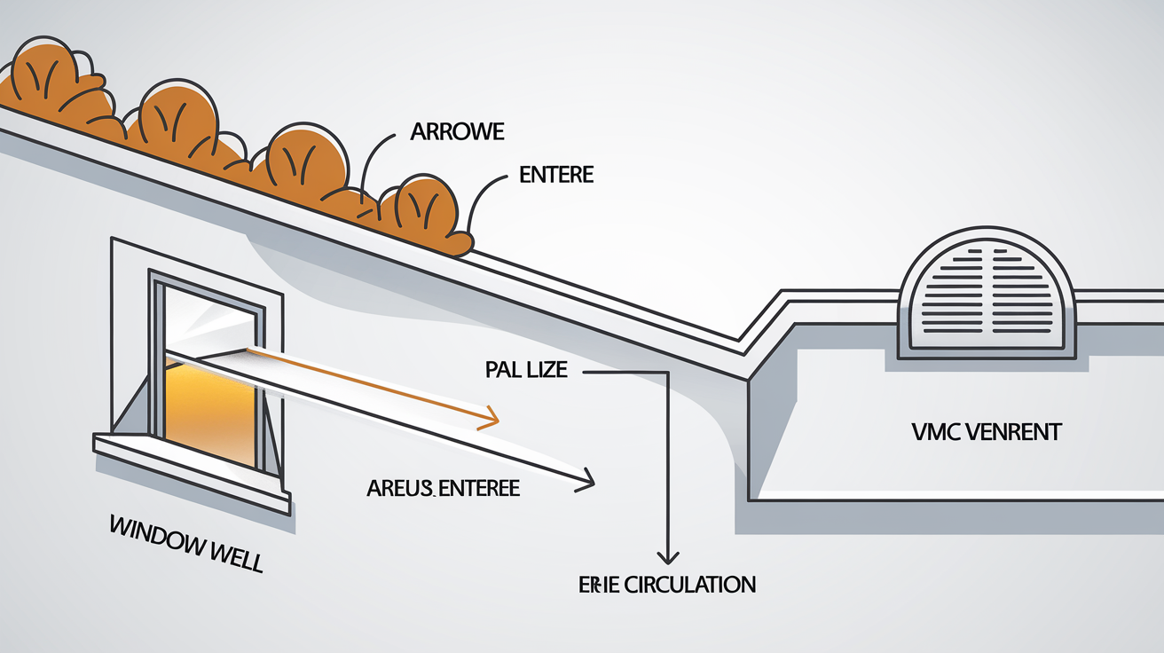 Schéma principe balayage ventilation sous-sol entrée sortie air