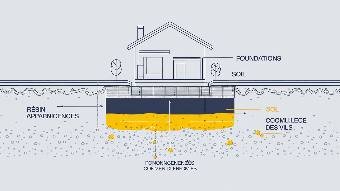 Schéma principe injection résine expansive sous fondation