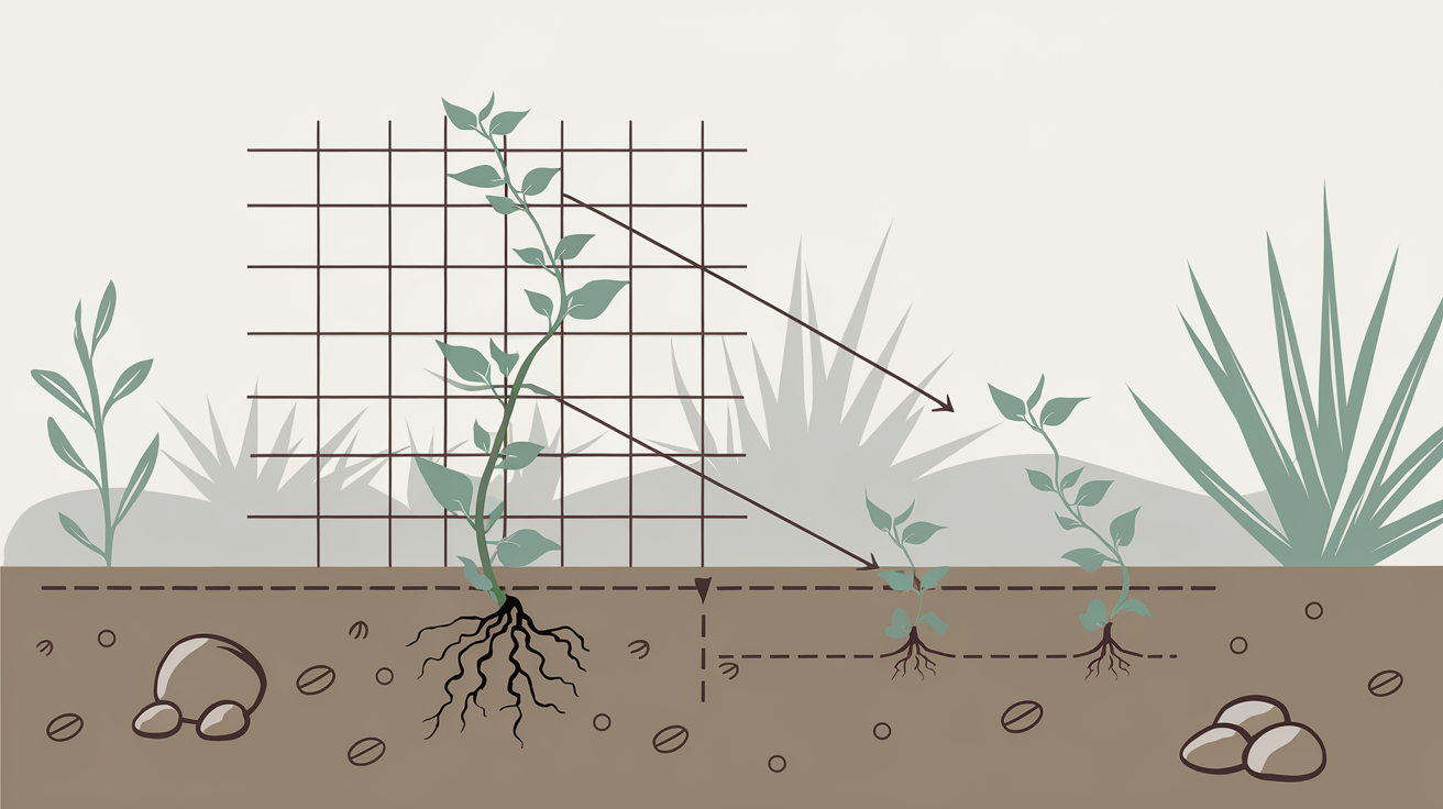 Schéma plantation grimpante distance du grillage