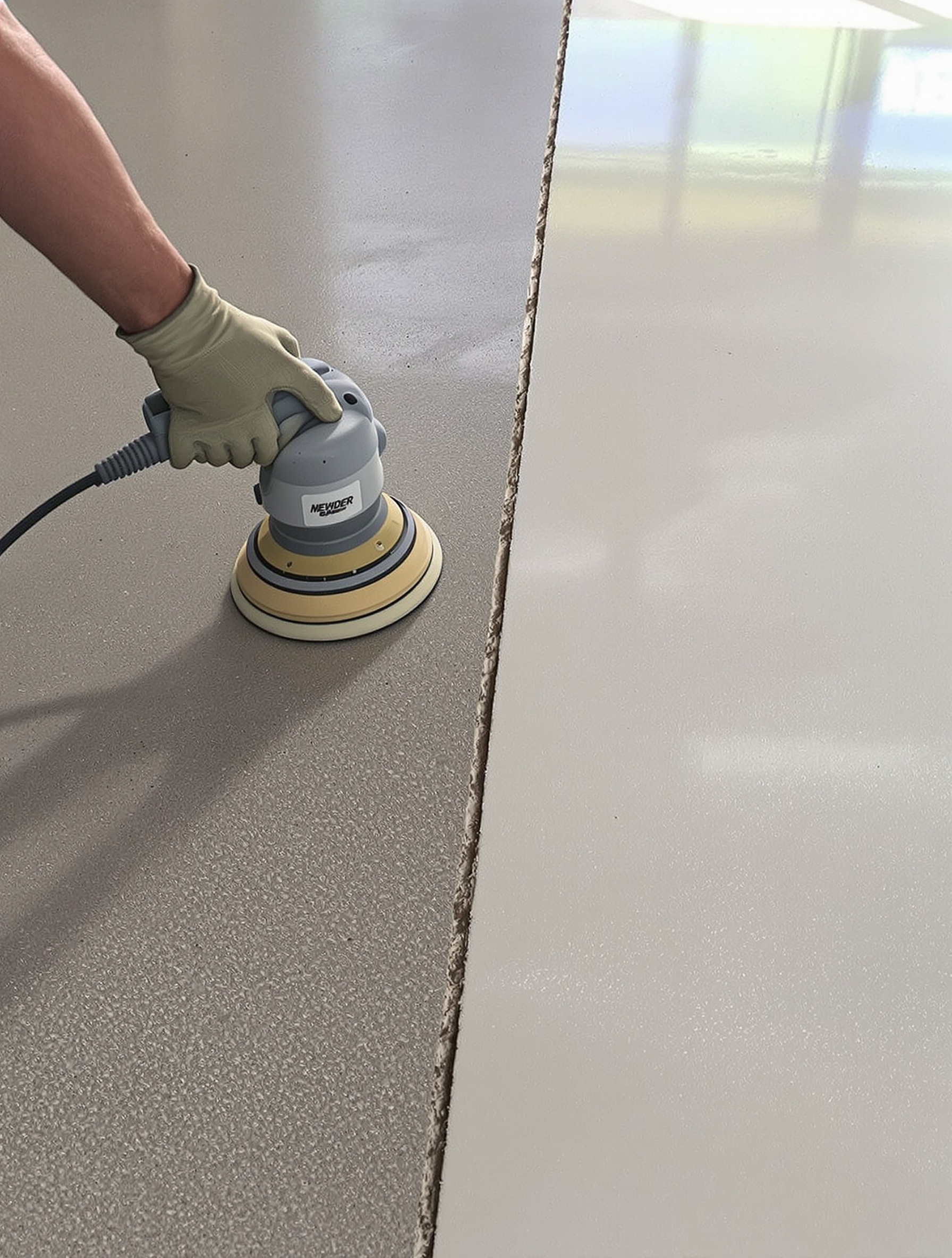 sol béton poncé avant après