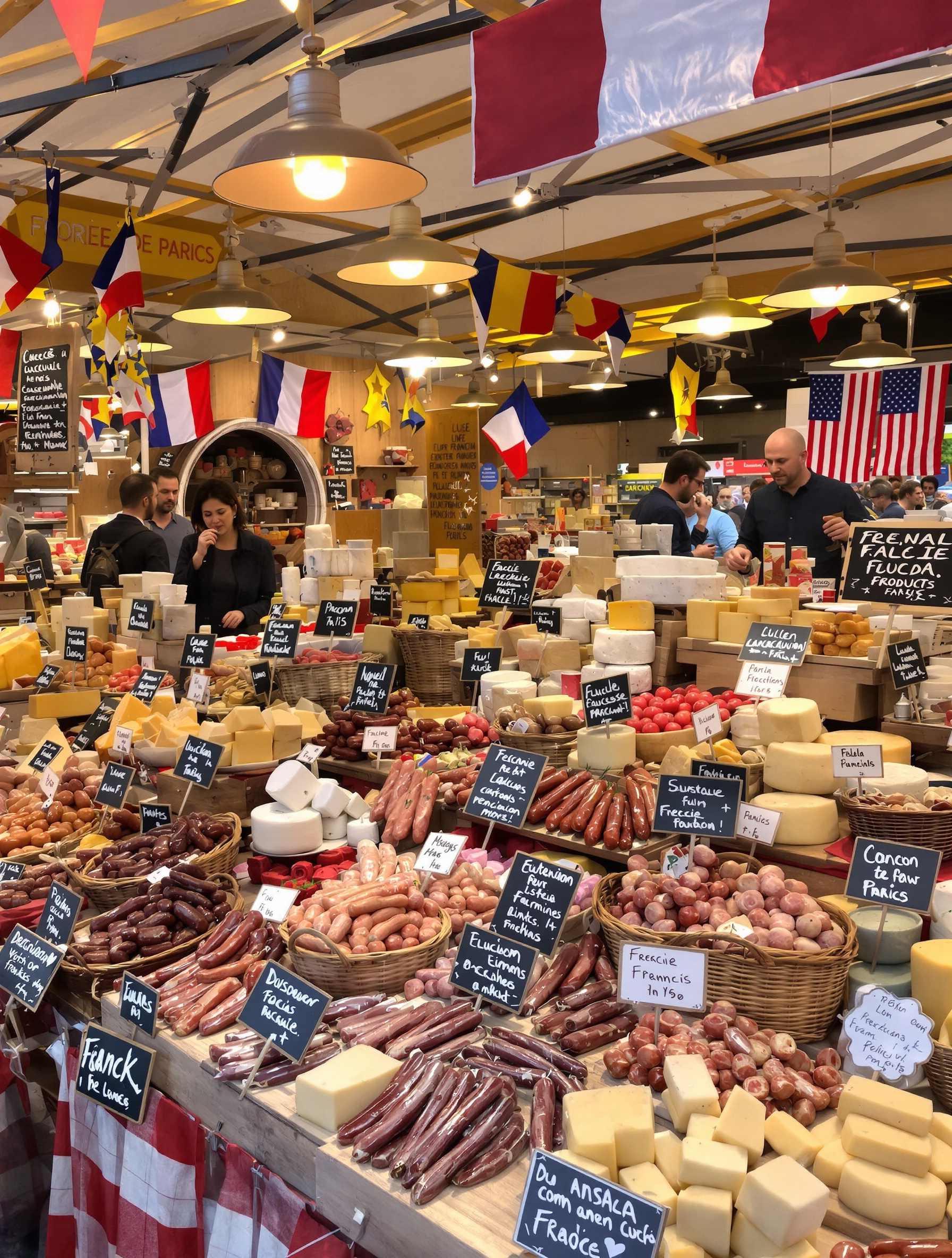 Un stand de produits du terroir coloré et appétissant à la Foire de Paris