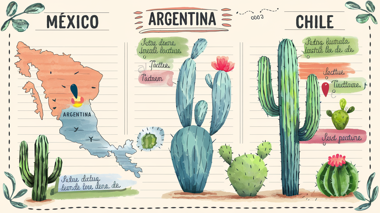 Tableau comparatif cactus Amérique du Sud climat caractères