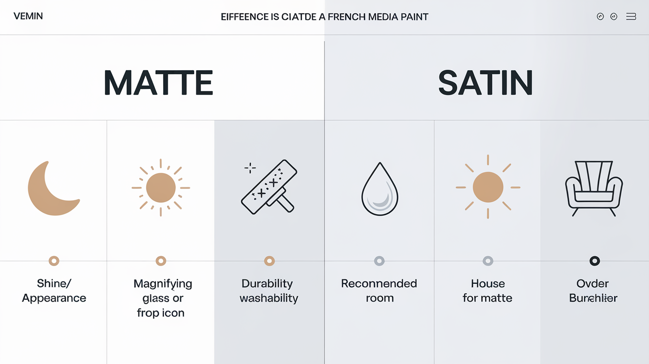 Tableau comparatif peinture mate vs satinée avec icônes