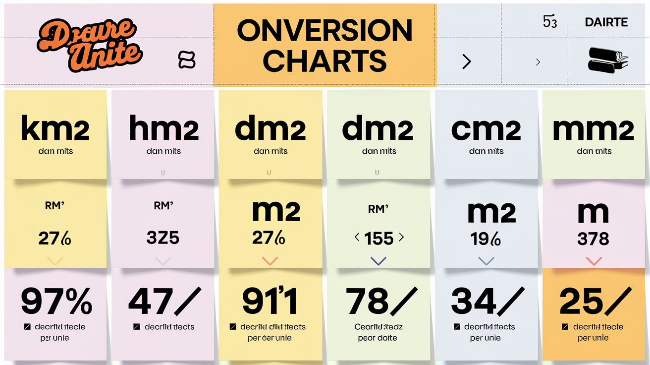 tableau conversion aires km² à mm² visuel simple avec deux colonnes par unité