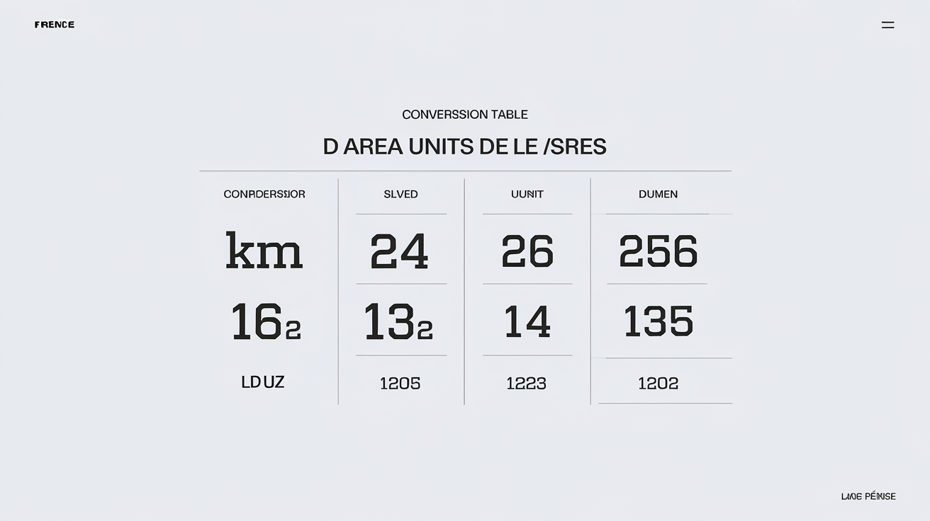 tableau de conversion des aires clair avec deux colonnes imprimable