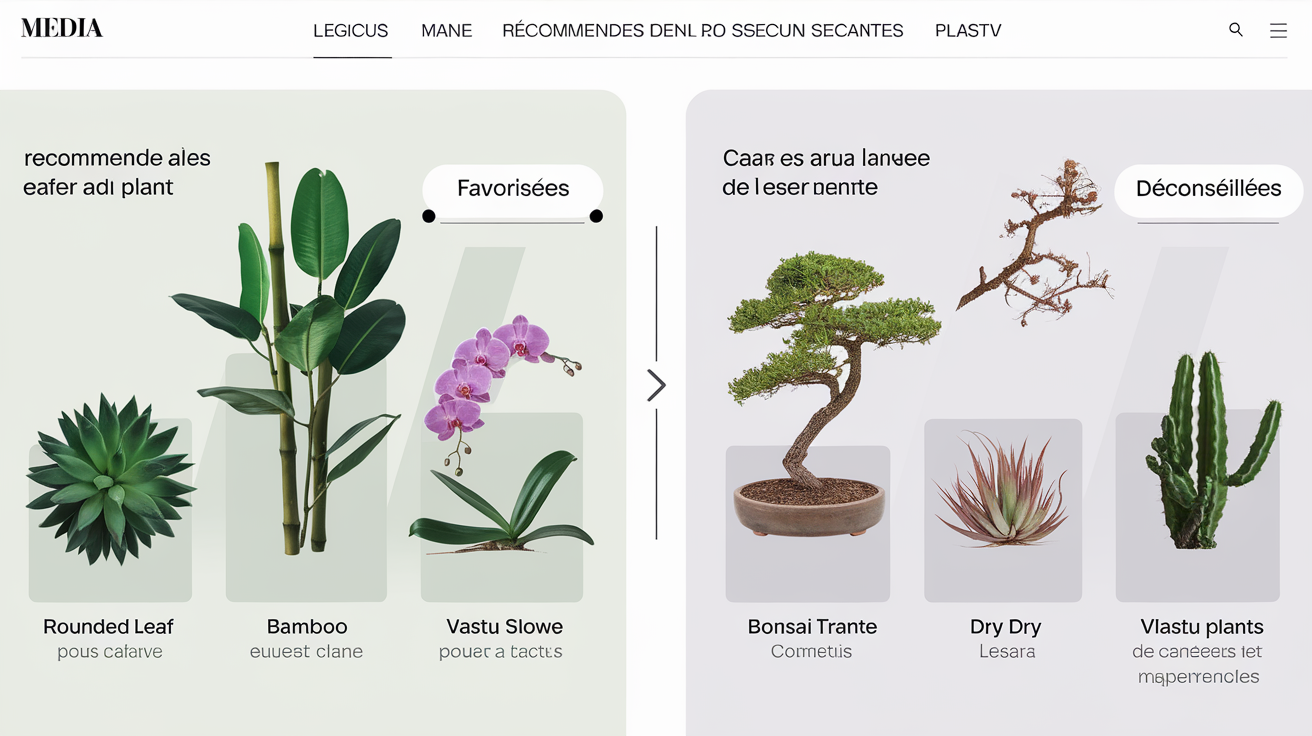 Tableau comparatif graphique recommandations plantes en Feng Shui vs Vastu Shastra.