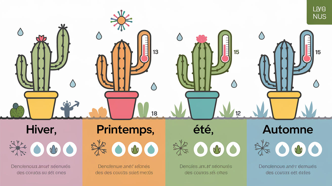 Tableau graphique calendrier arrosage cactus saisons