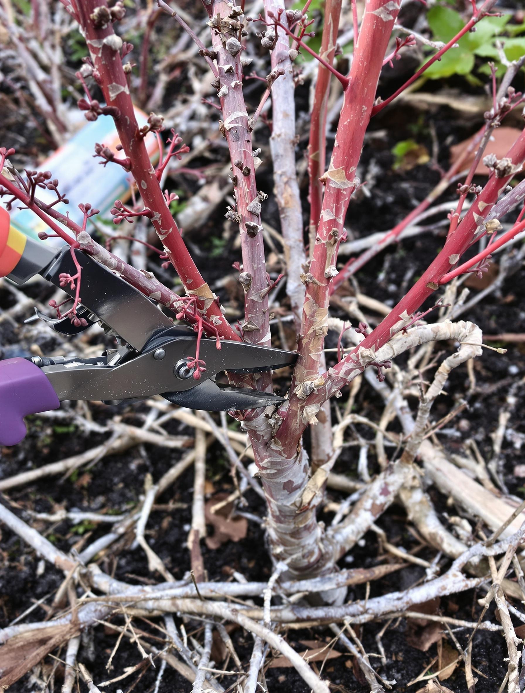 Taille branches mortes vieille branche myrtillier sauvage hiver
