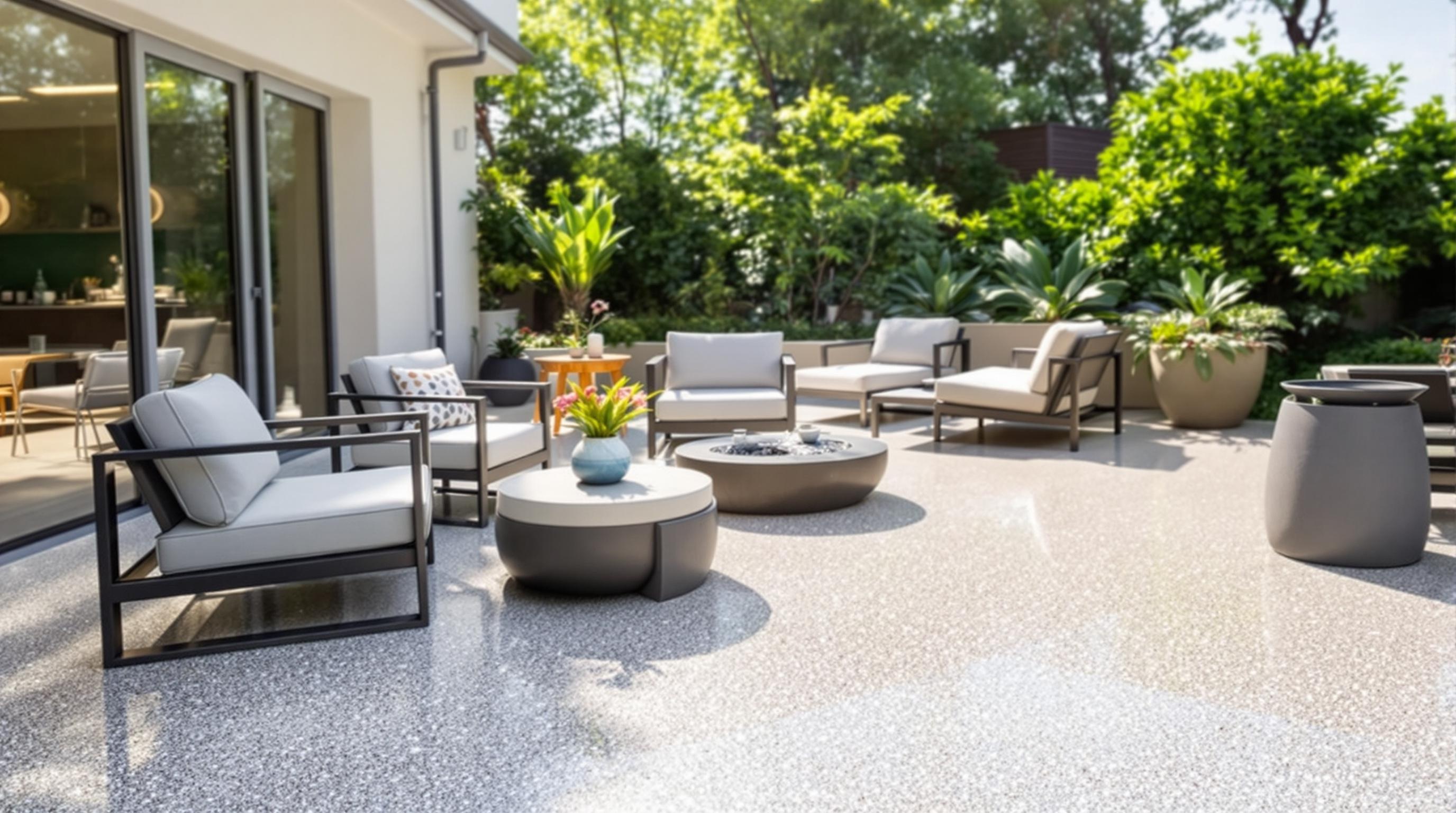 Terrasse béton désactivé propre après lavage haute pression