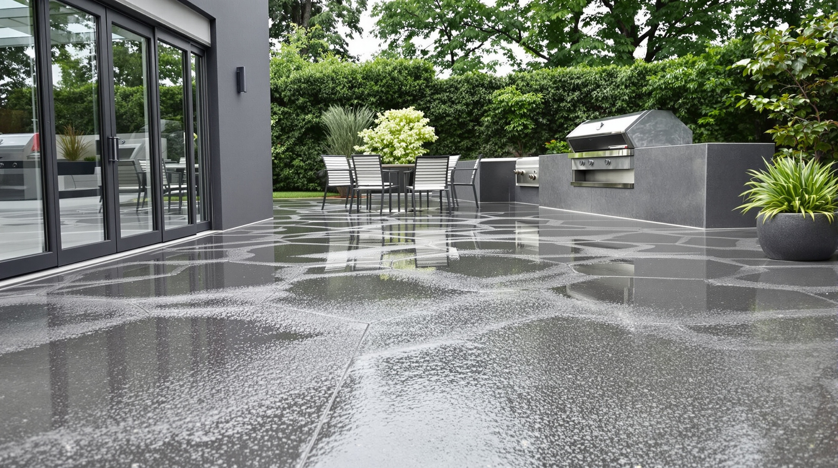 terrasse béton moderne avec peinture polyuréthane finition antidérapante