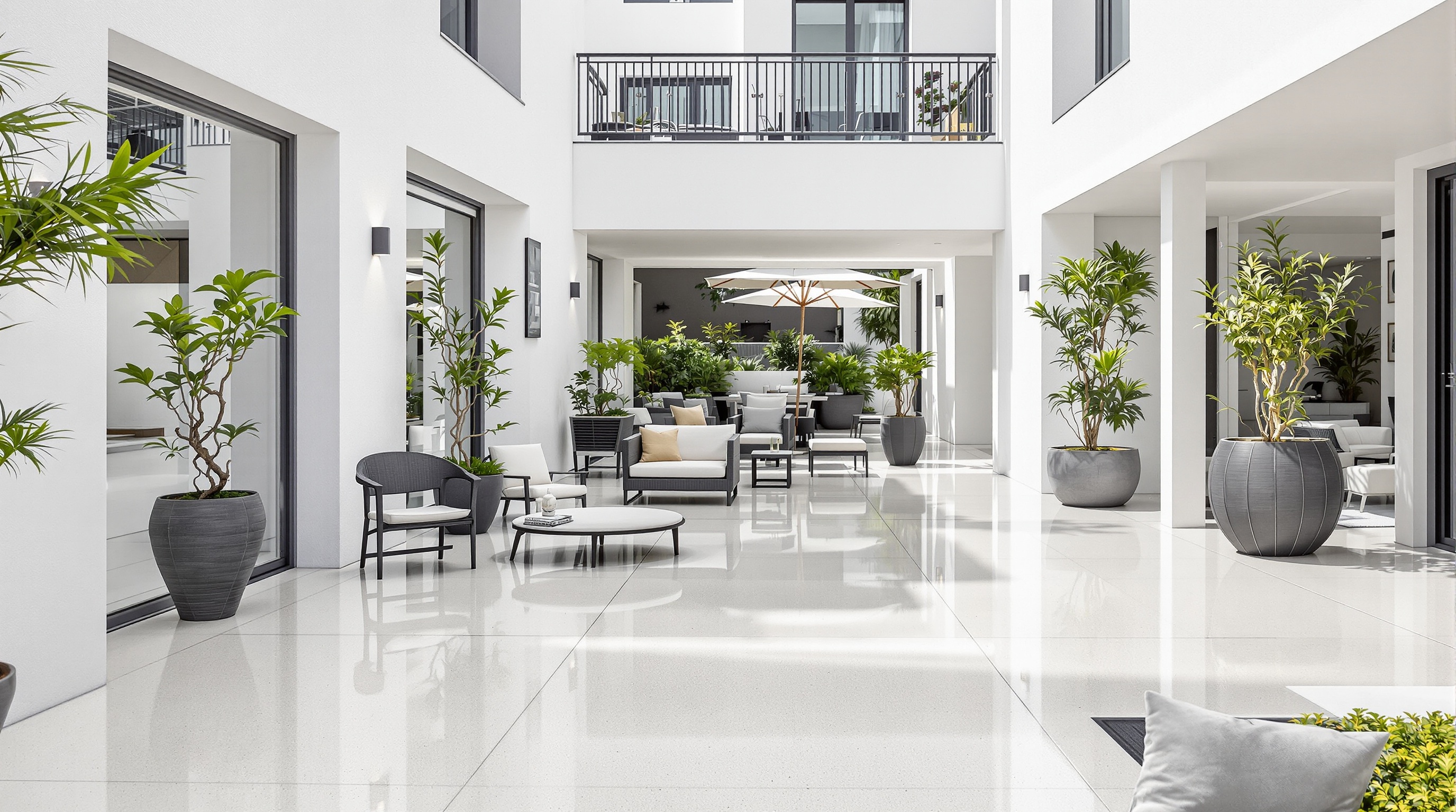 terrasse extérieure en béton fraîchement repeinte finition élégante