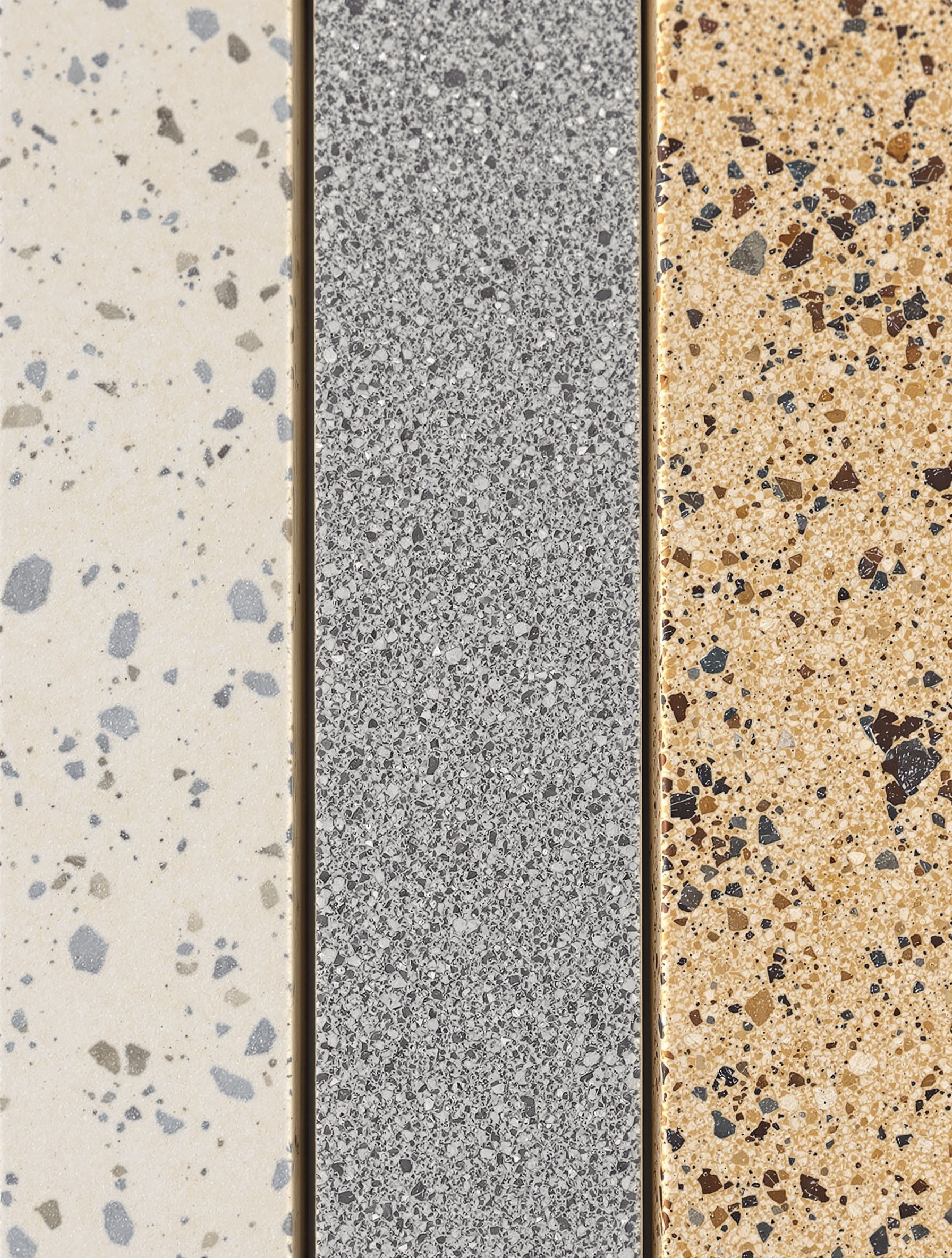 Comparatif des textures bouchardé, adouci et flammé en pierre naturelle