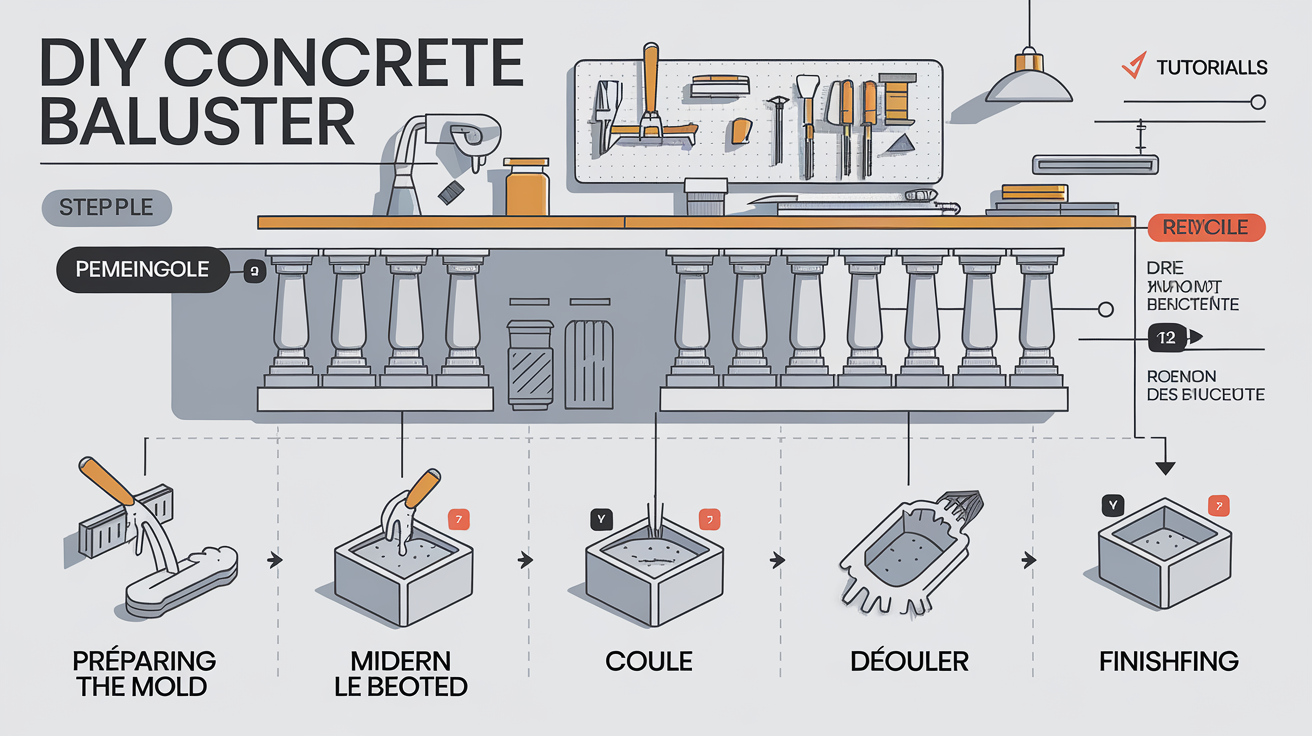 plan tutoriel fabrication balustre béton DIY étape par étape