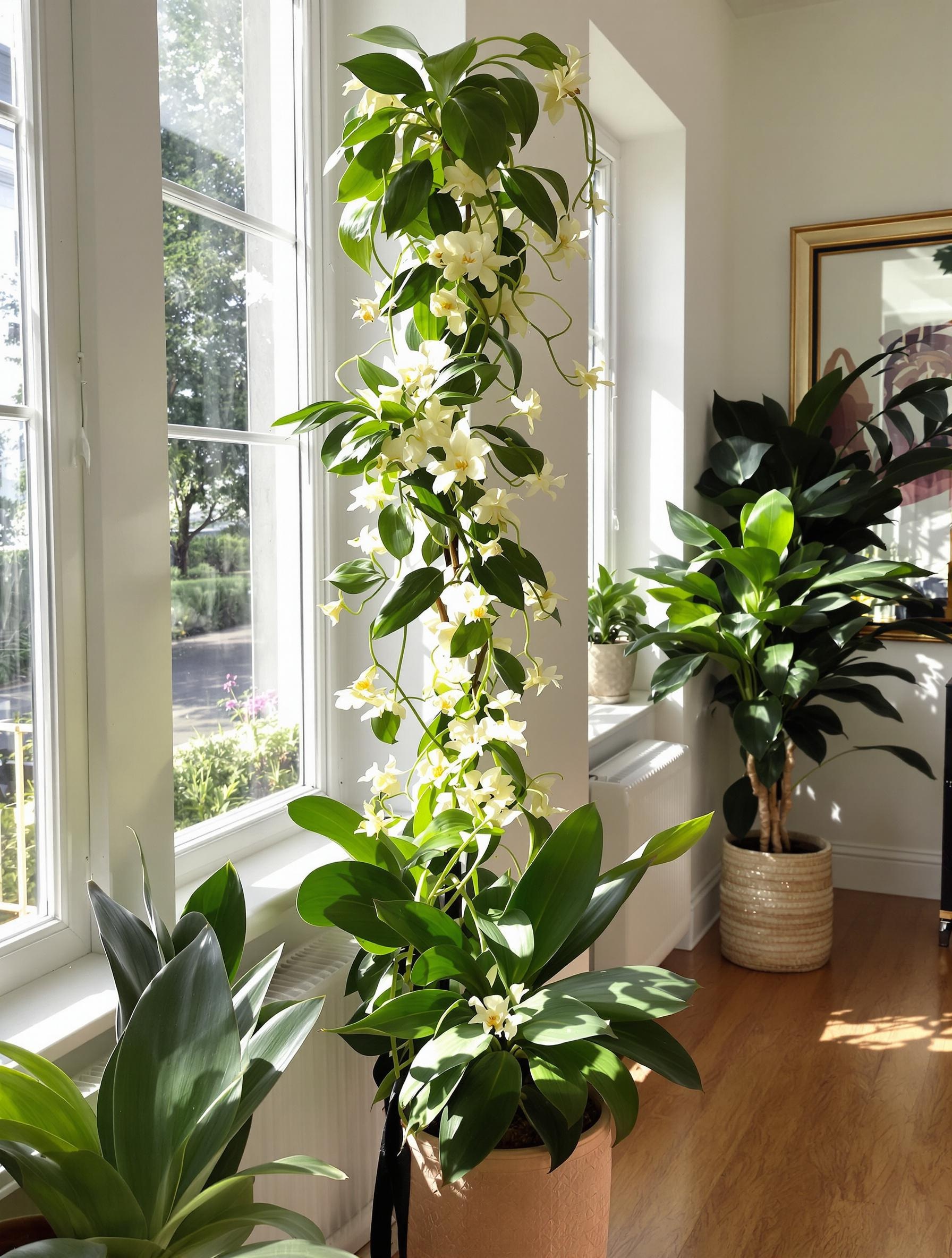 Vanillier fleuri cultivé en intérieur